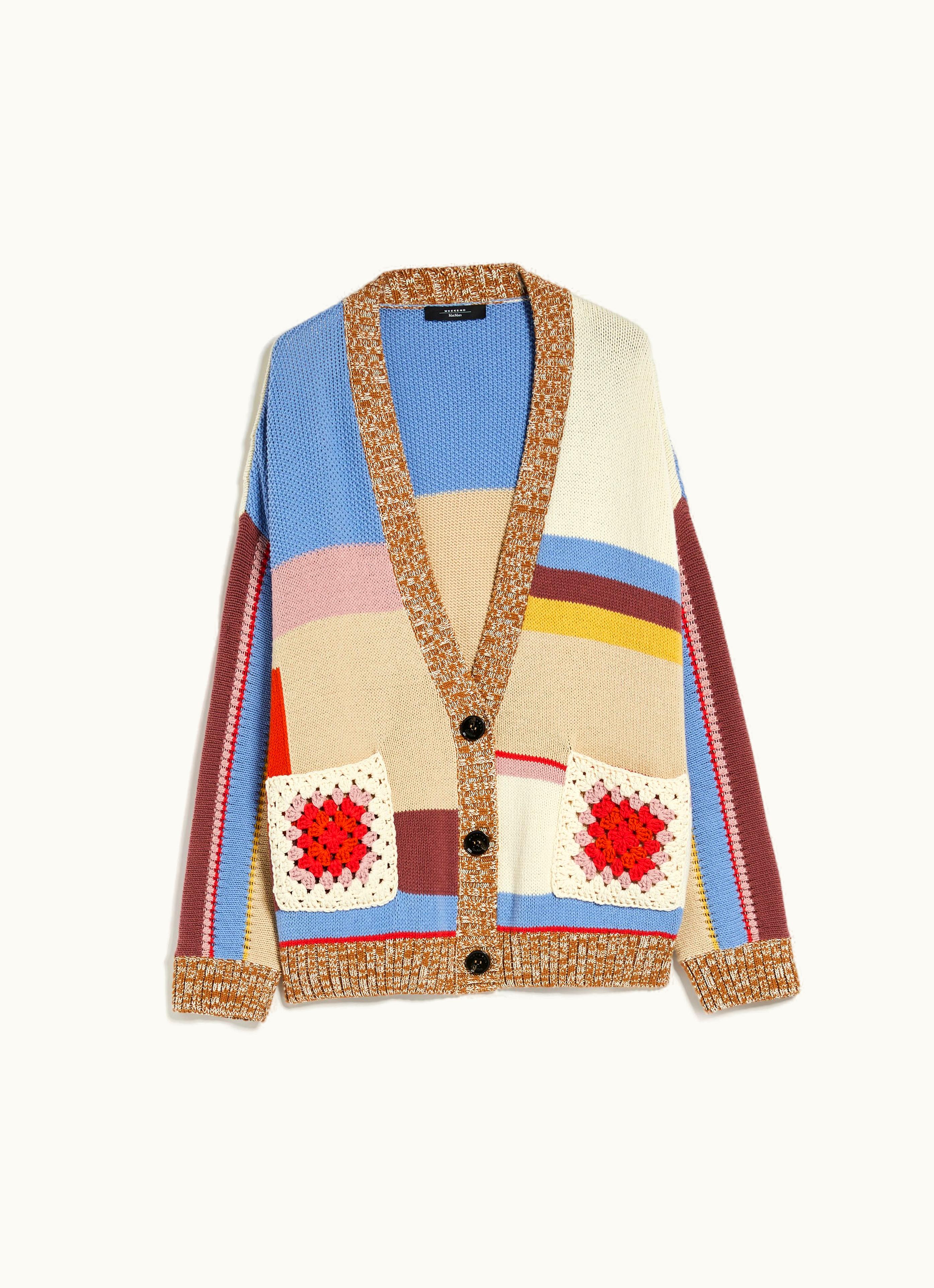 Max Mara Max Mara Patchwork Cotton Cardigan Multicolour Giorno