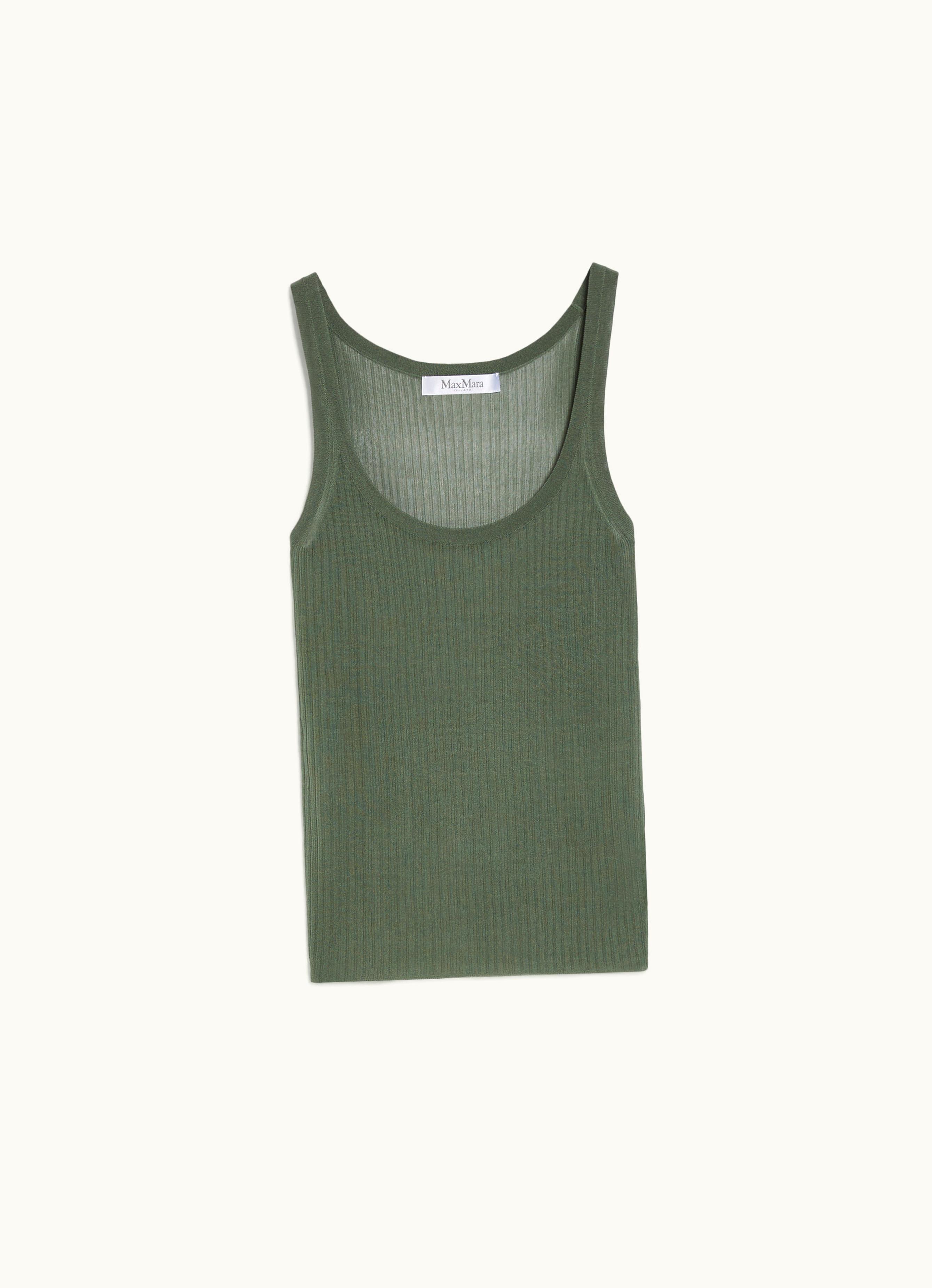 Max Mara Max Mara Ribbed Silk Top Sage Green Bastia