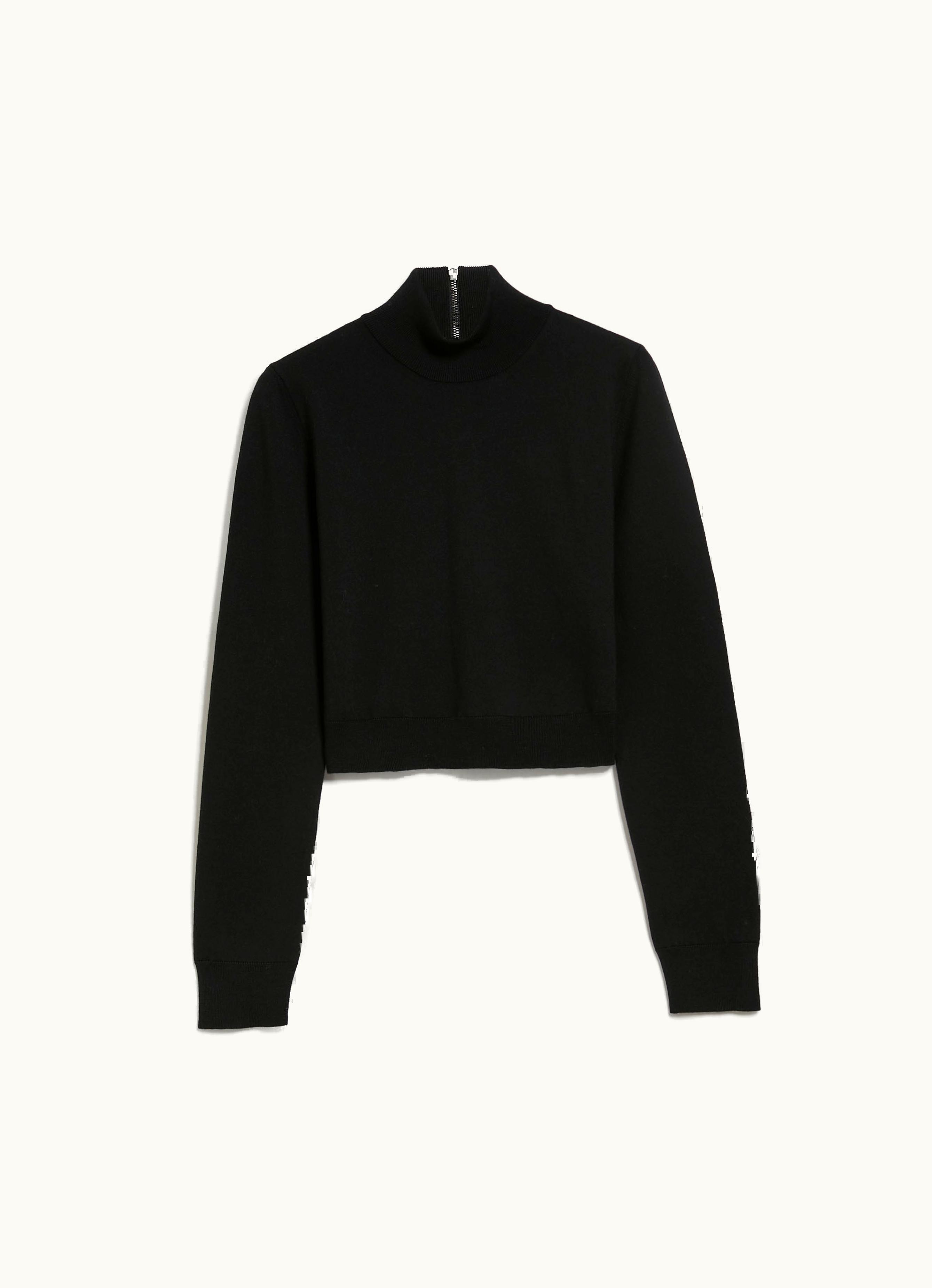 Max Mara Max Mara Cropped Stretch Wool Turtleneck Black Aquila