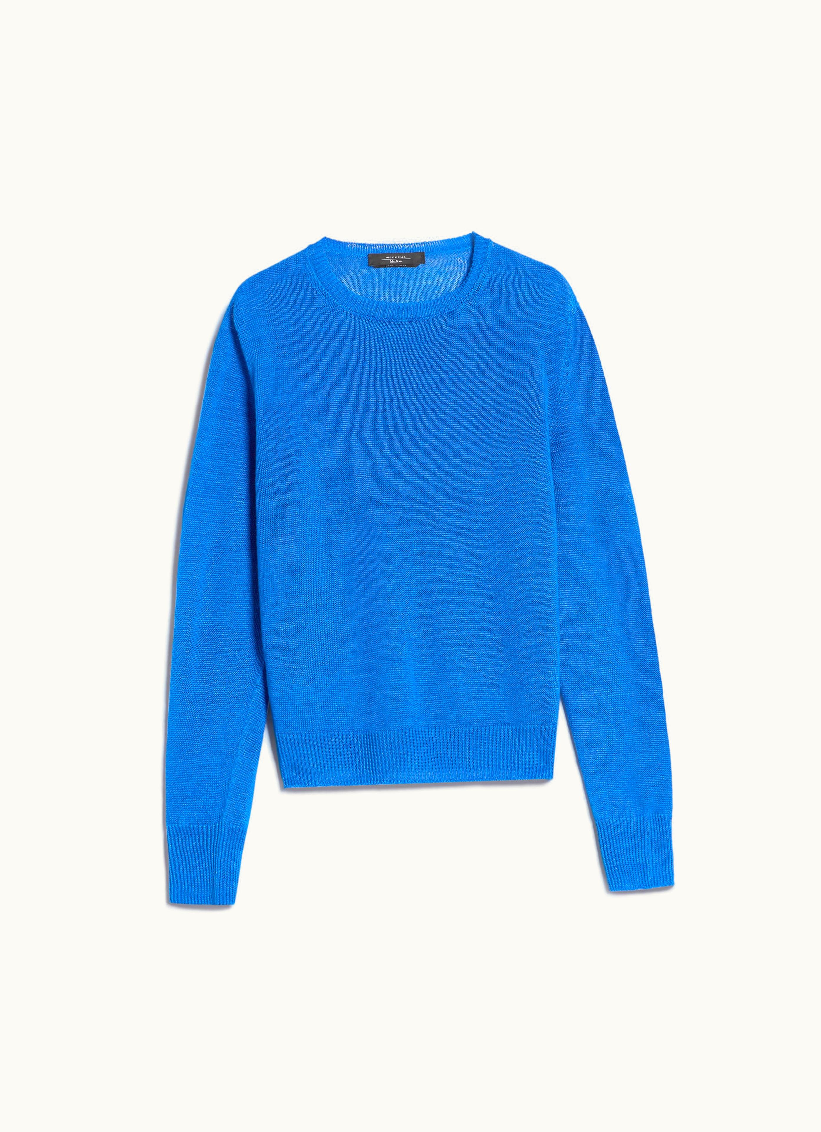 Max Mara Max Mara Linen Yarn Sweater Cornflower Blue Atzeco