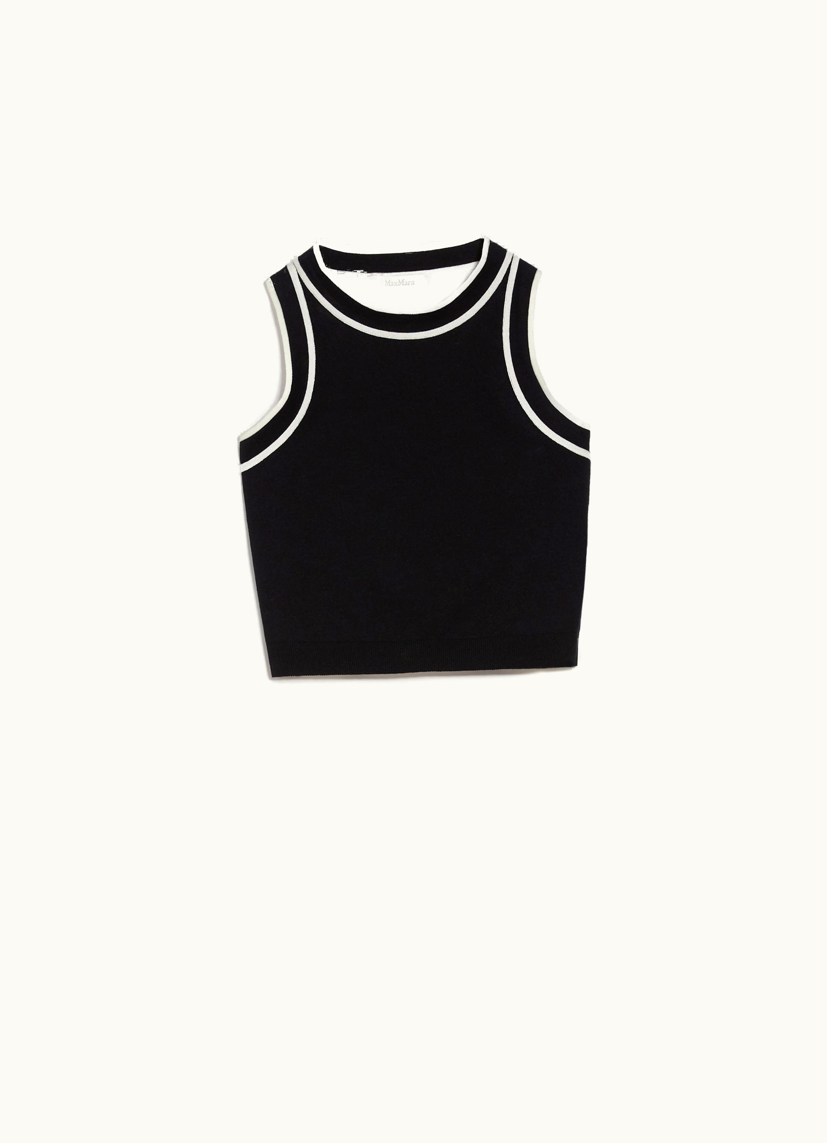 Max Mara Max Mara Crop Top In Polished Cotton Black Ruggero