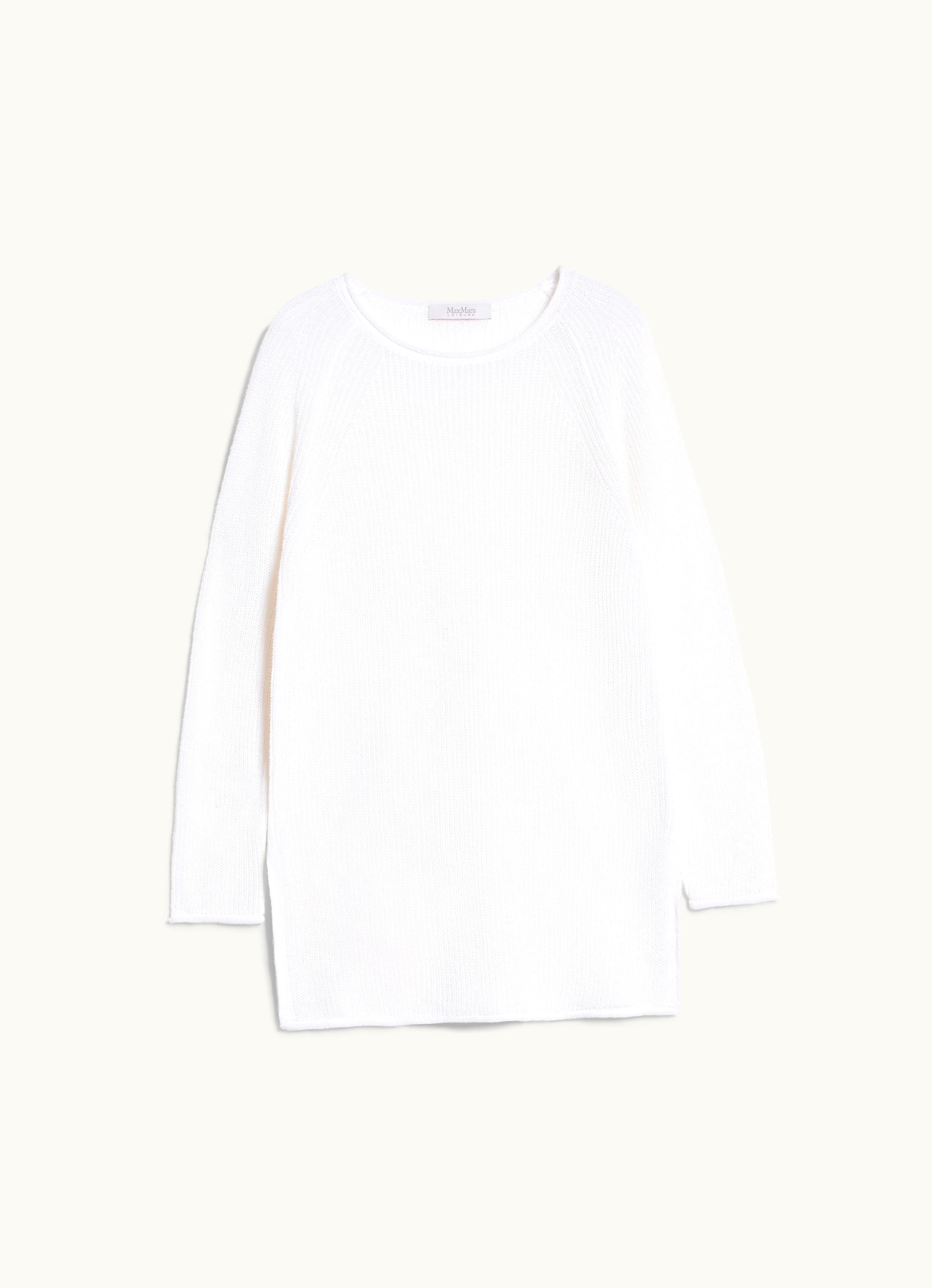 Max Mara Max Mara Cotton And Linen Yarn Sweater White Diretta