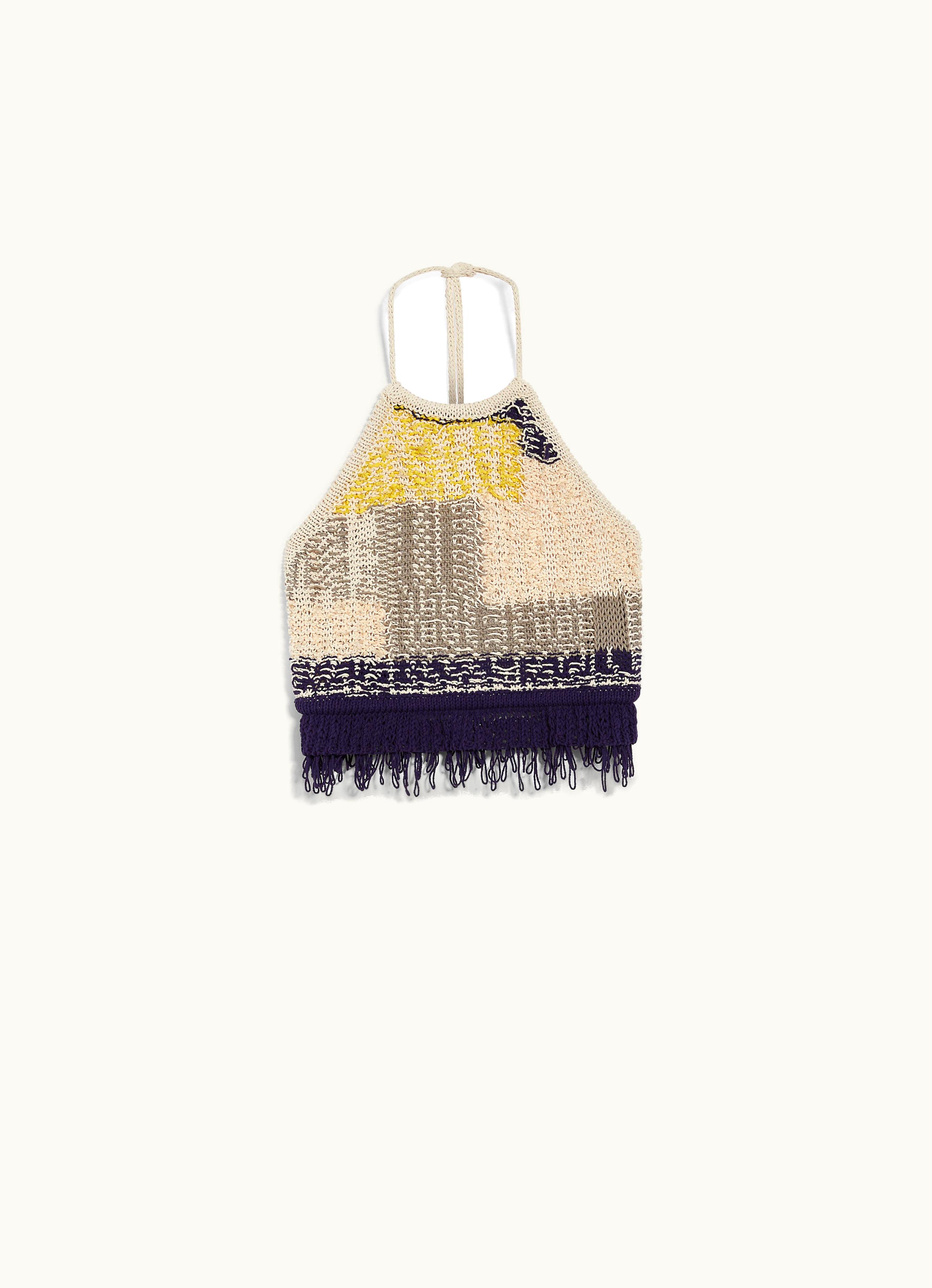 Max Mara Max Mara Knit Top With Fringe Light Grey Betel