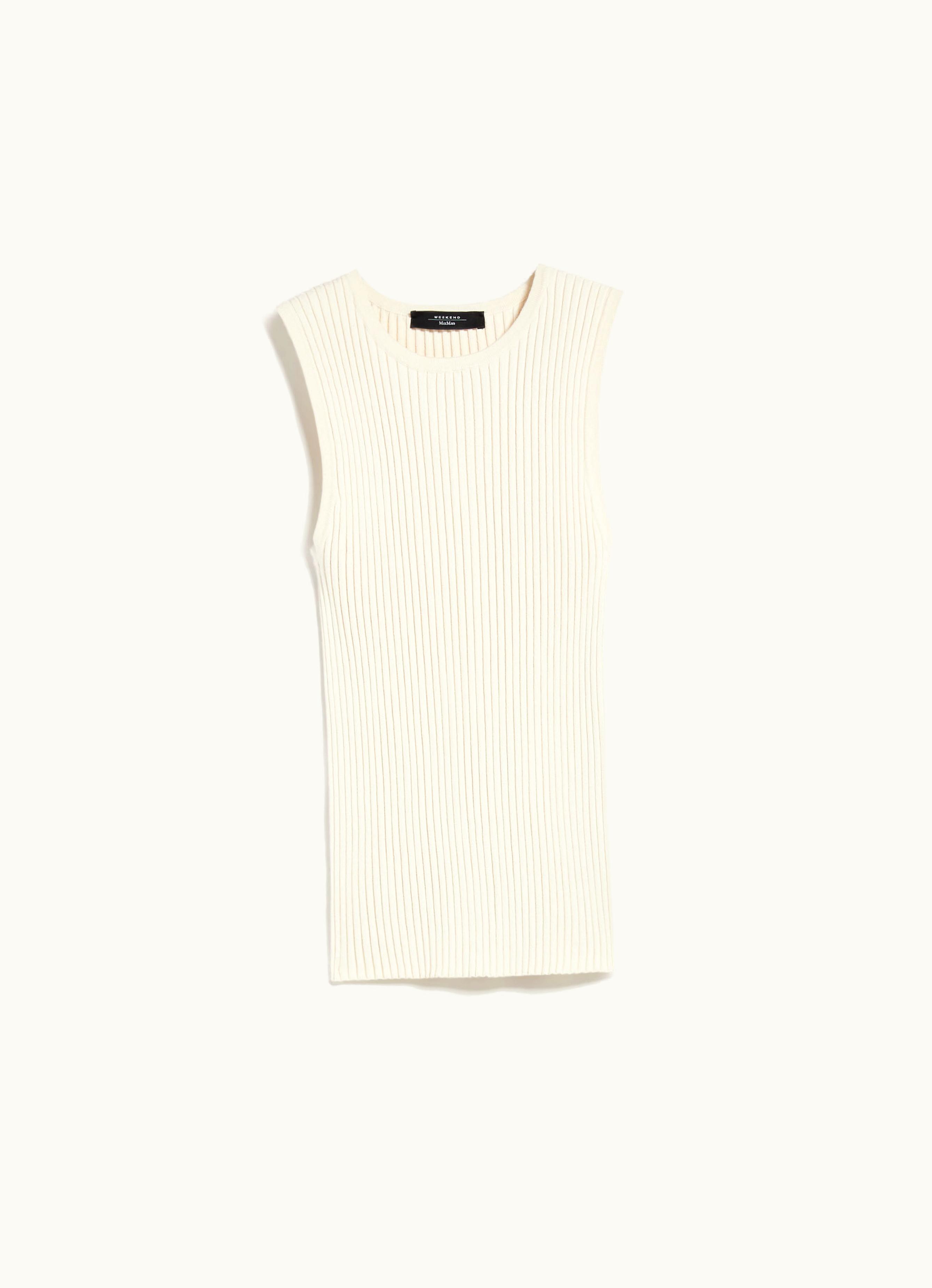 Max Mara Max Mara Rib-knit Viscose Yarn Top Ivory Braida