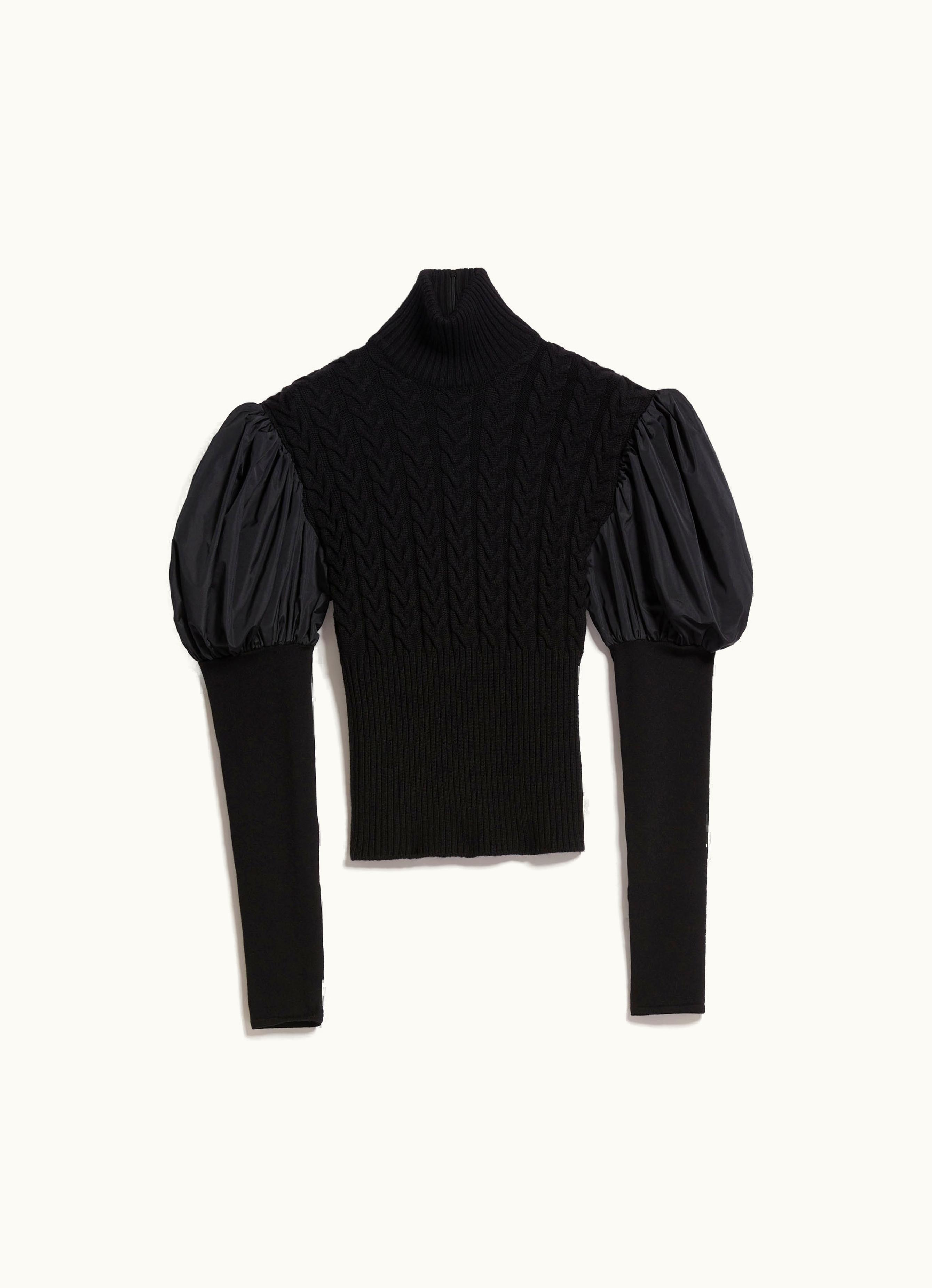Max Mara Max Mara Wool Jumper With Taffeta Sleeves Black Aster
