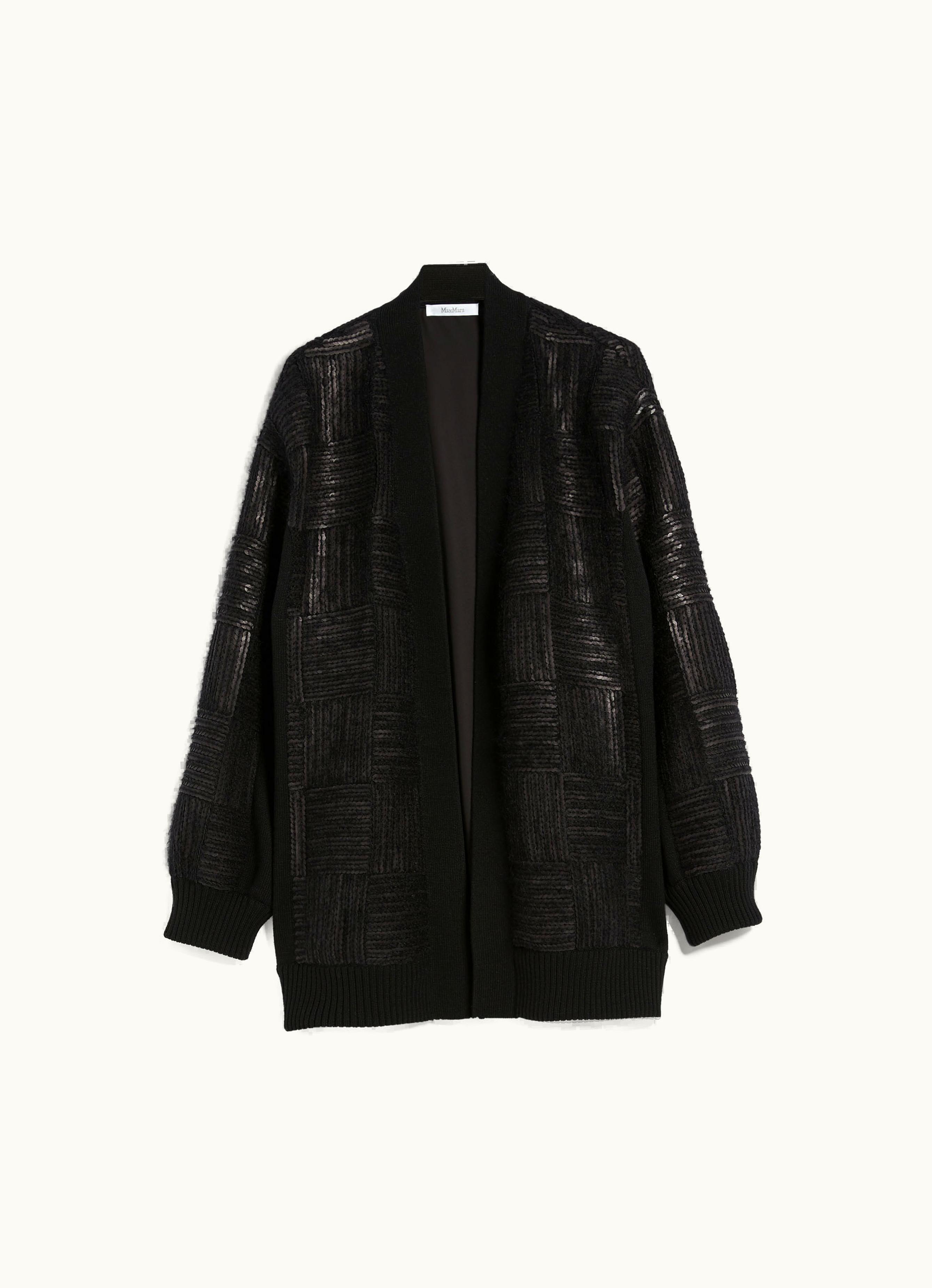 Max Mara Max Mara Wool And Sequin Oversize Cardigan Black Estonia