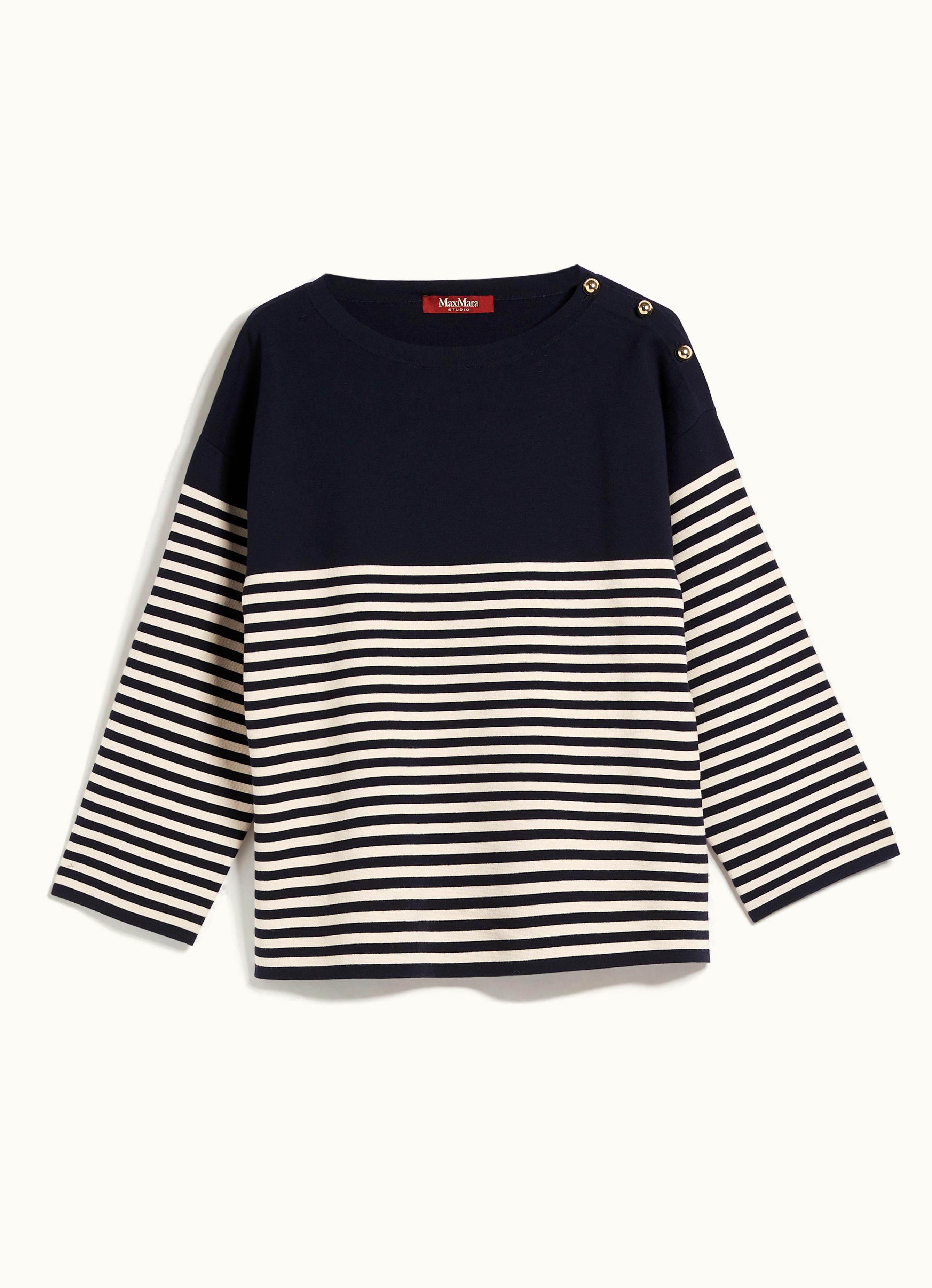 Max Mara Max Mara Striped Stretch Viscose Sweater Navy Otranto