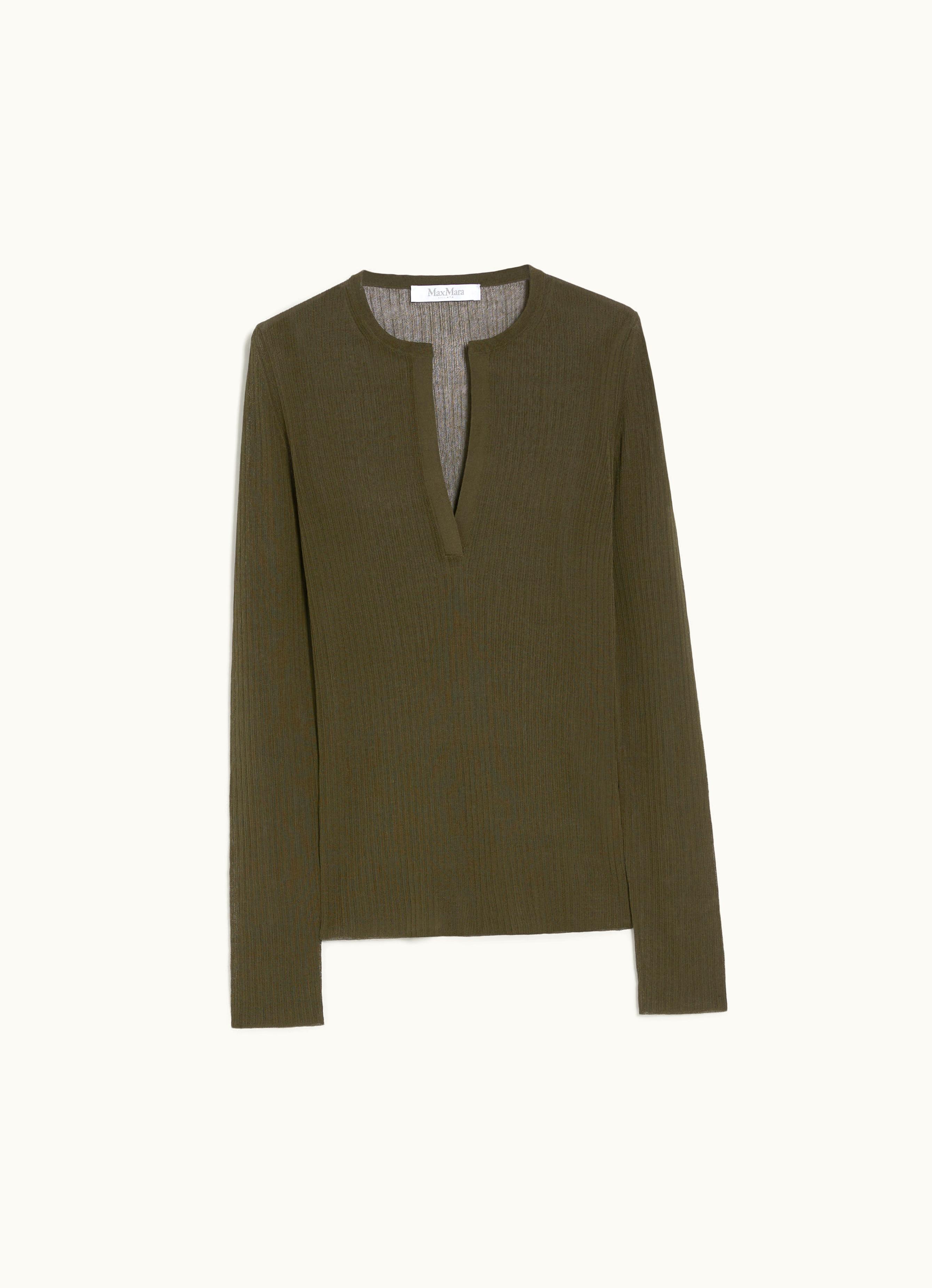 Max Mara Max Mara Ribbed Silk Jumper Olive Green Saggina