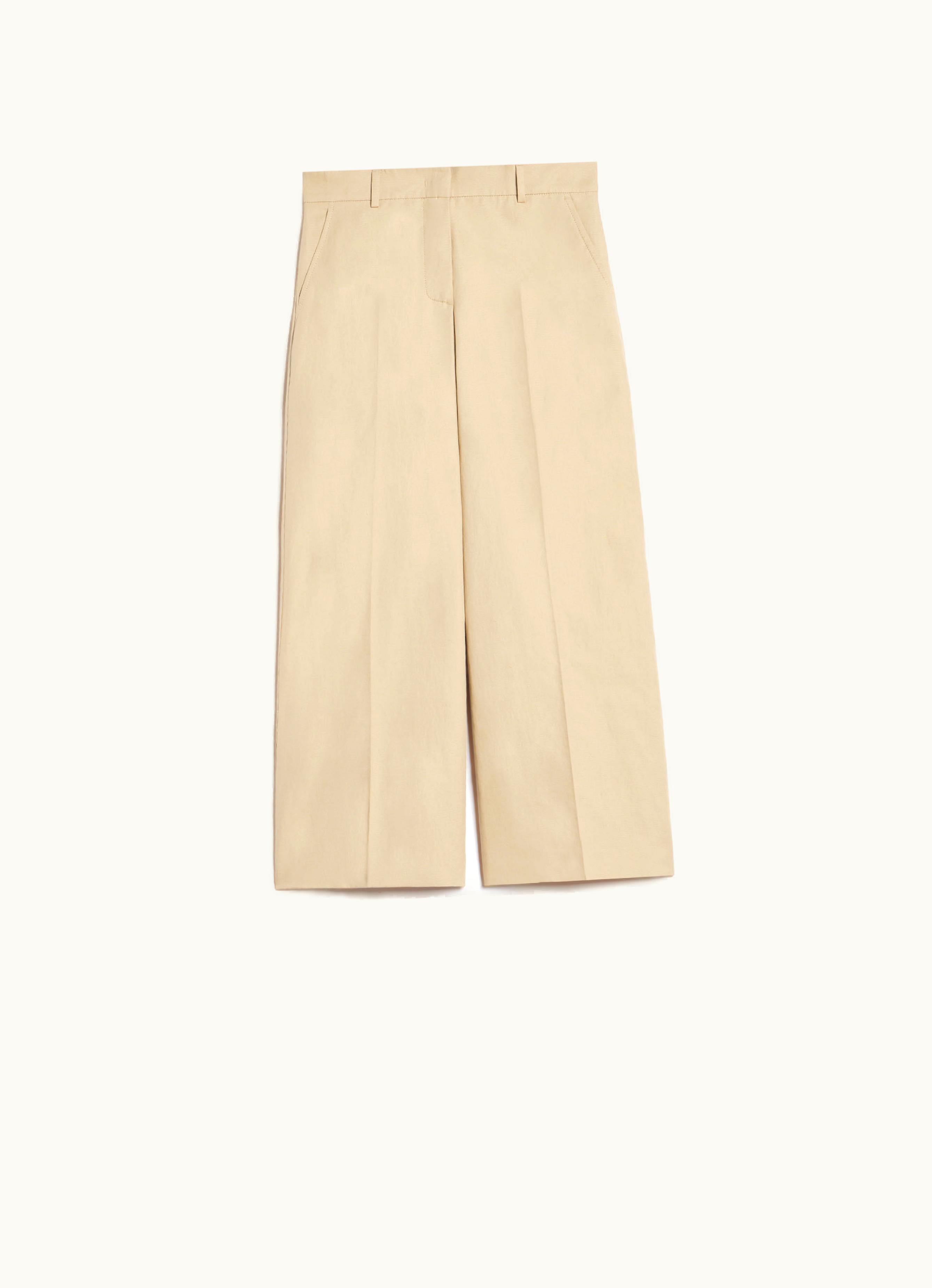Max Mara Max Mara Cotton And Linen Canvas Trousers Colonial Zircone