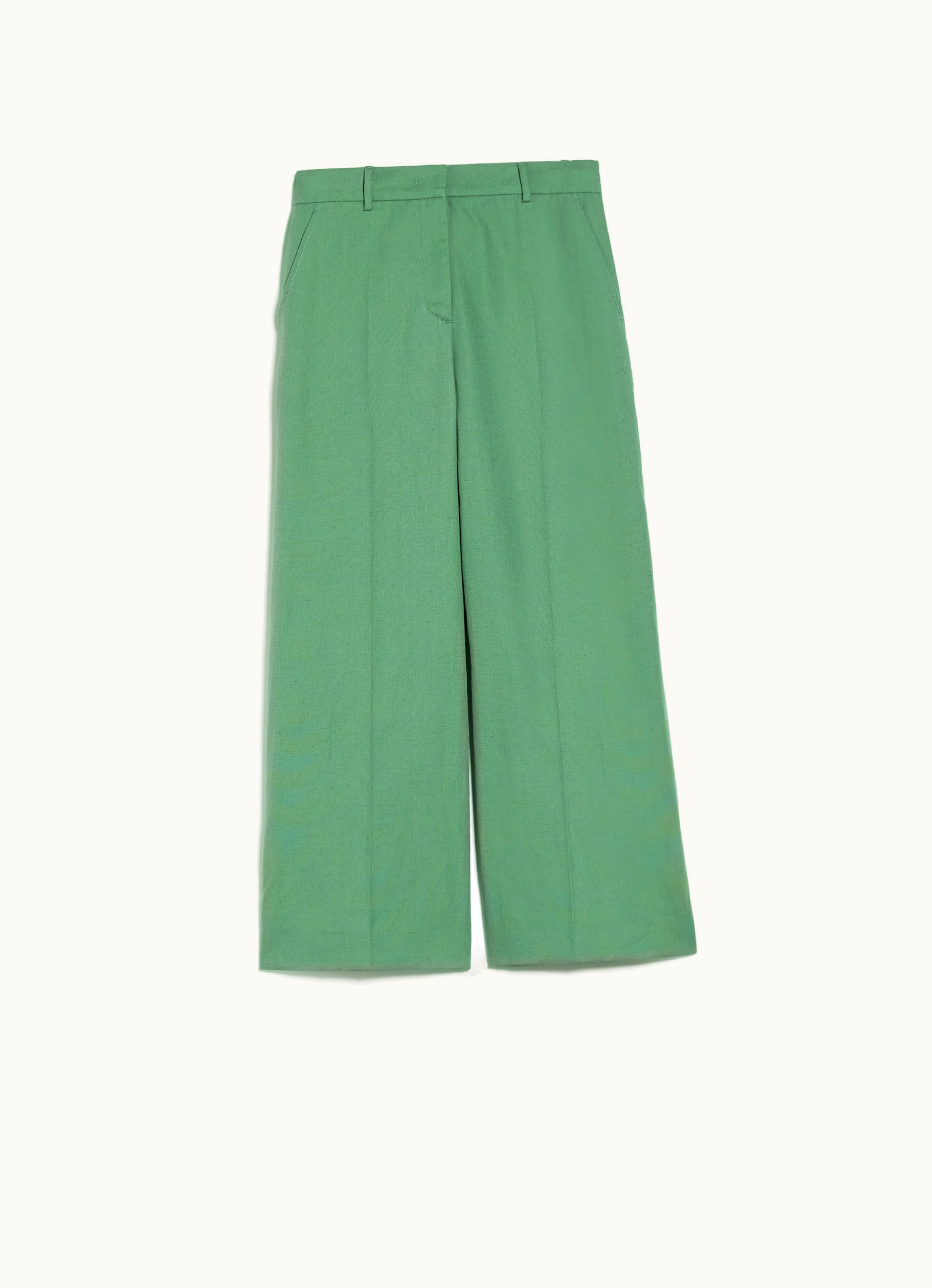 Max Mara Max Mara Cotton And Linen Canvas Trousers Green Zircone