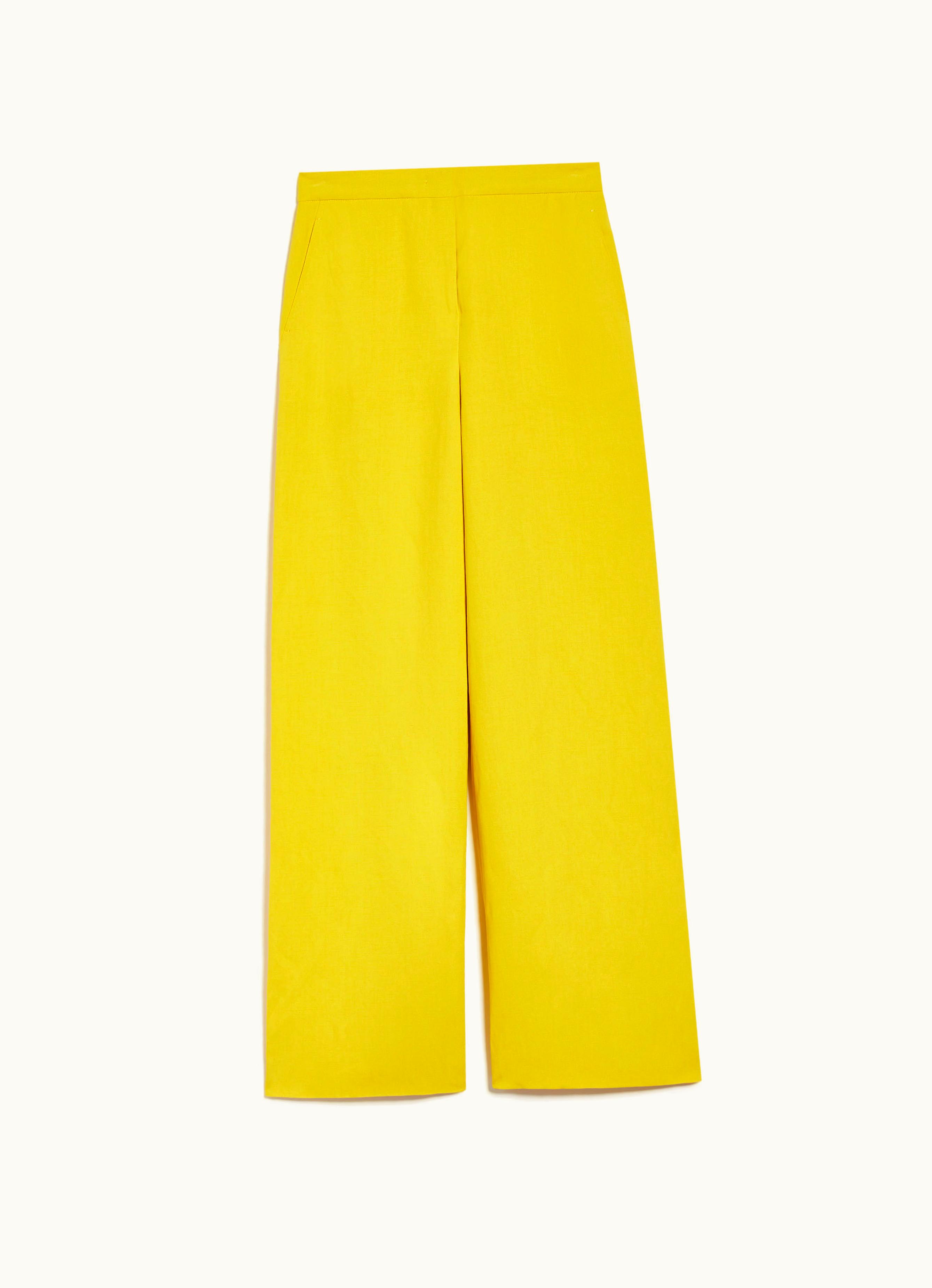 Max Mara Max Mara Flowing Viscose And Linen Trousers Yellow Gary