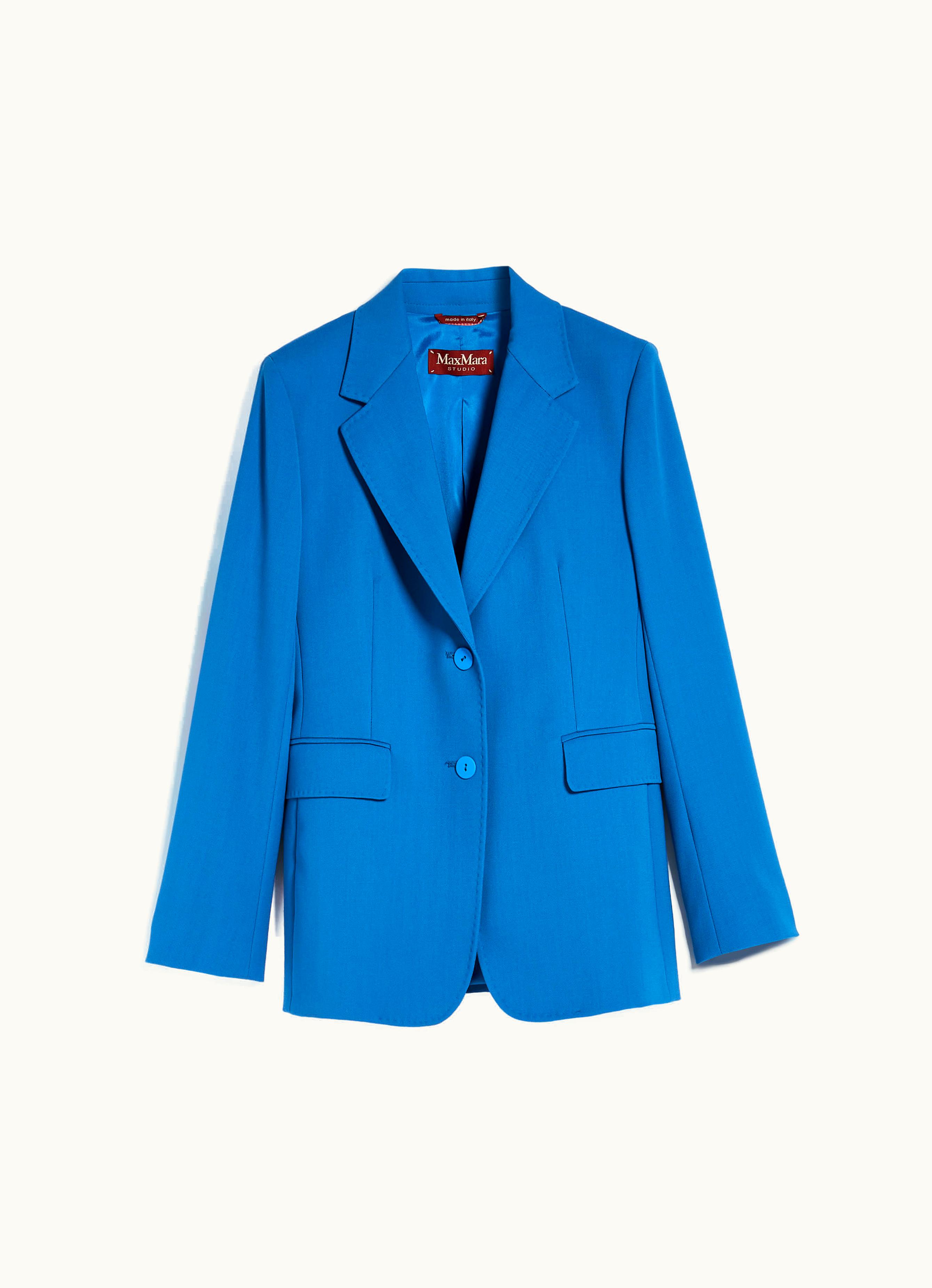 Max Mara Max Mara Single-breasted Wool Crepe Blazer Blue Azure Dingey