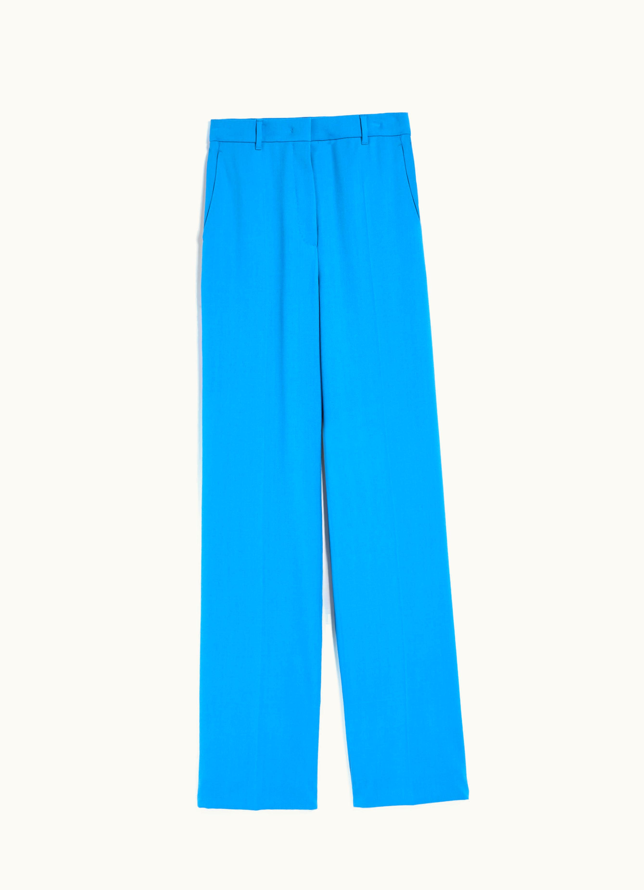 Max Mara Max Mara Wool Crepe Trousers Blue Azure Agami