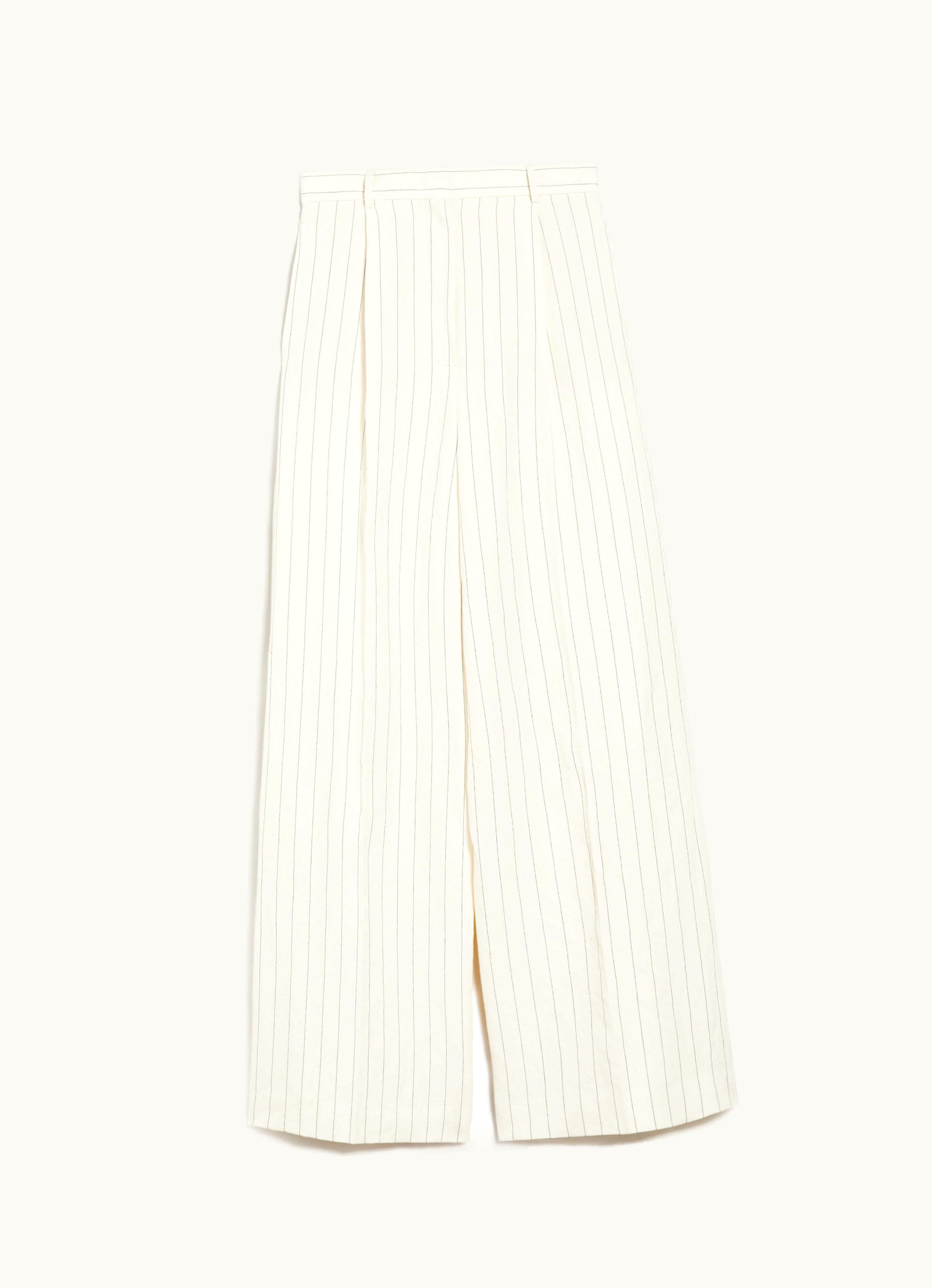Max Mara Max Mara Pinstriped Canvas Wide Trousers White Black Giuliva