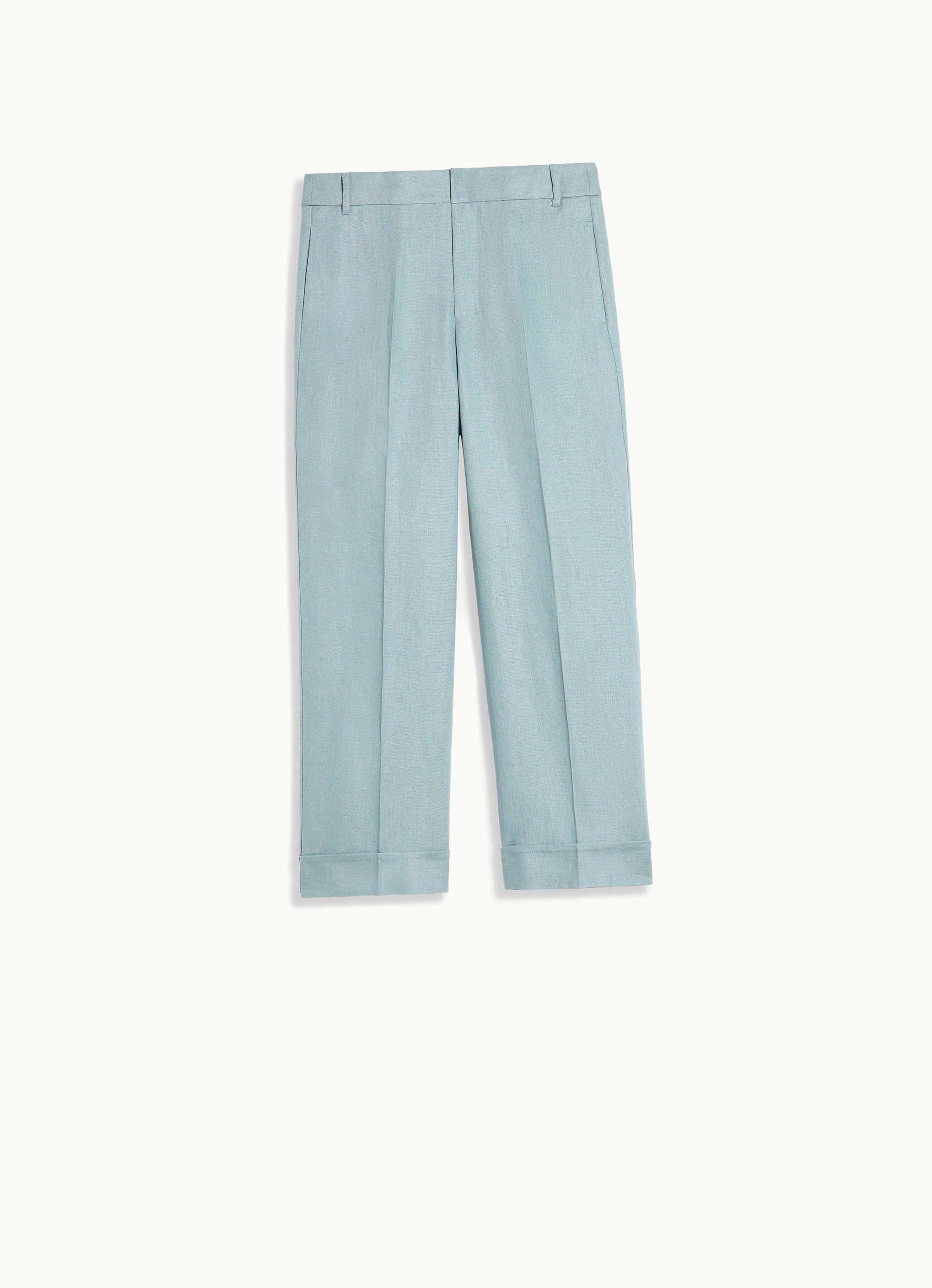 Max Mara Max Mara Linen Canvas Palazzo Trousers Light Blue Salix