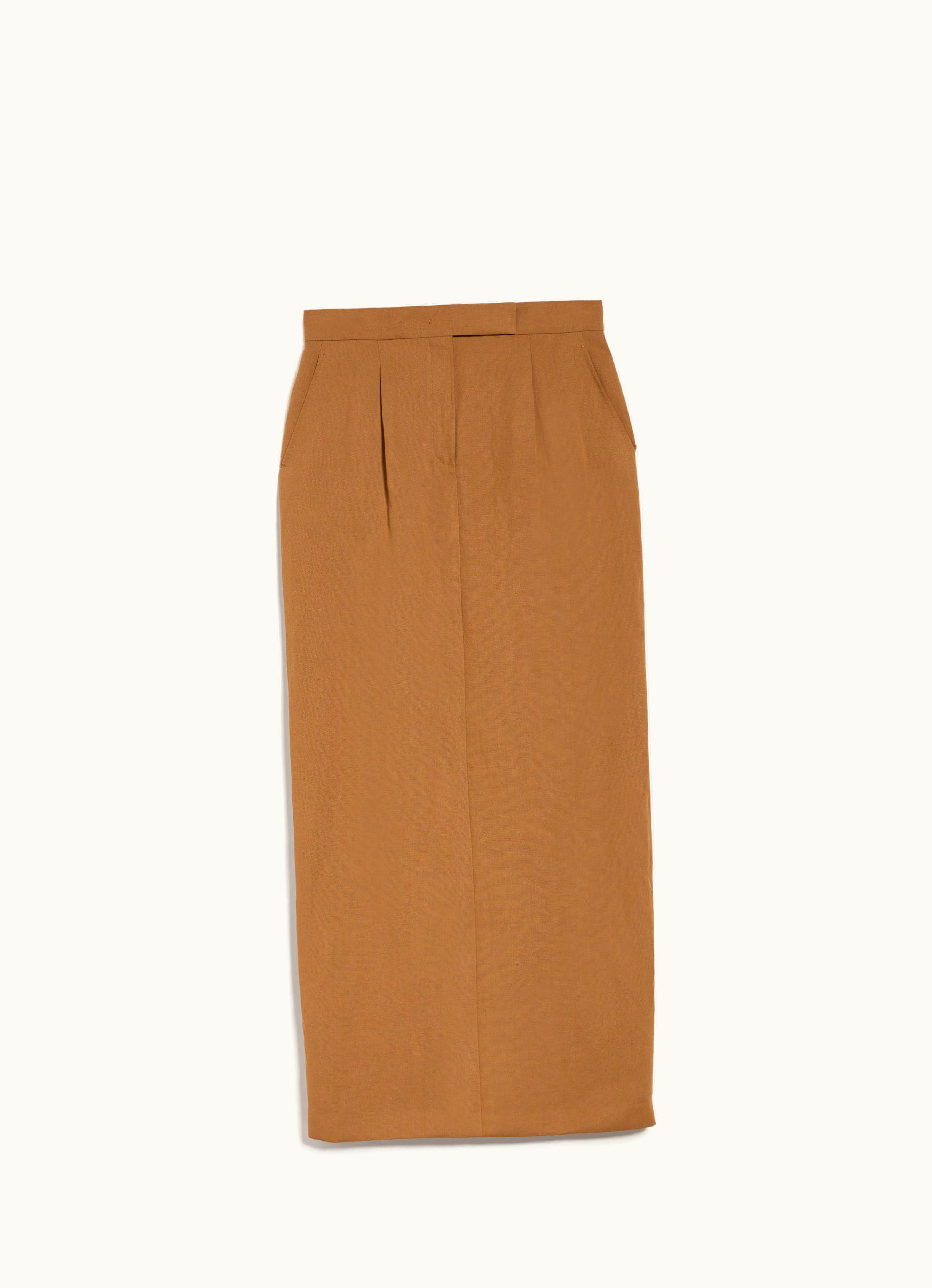 Max Mara Max Mara Long Viscose And Linen Skirt Tobacco Nella