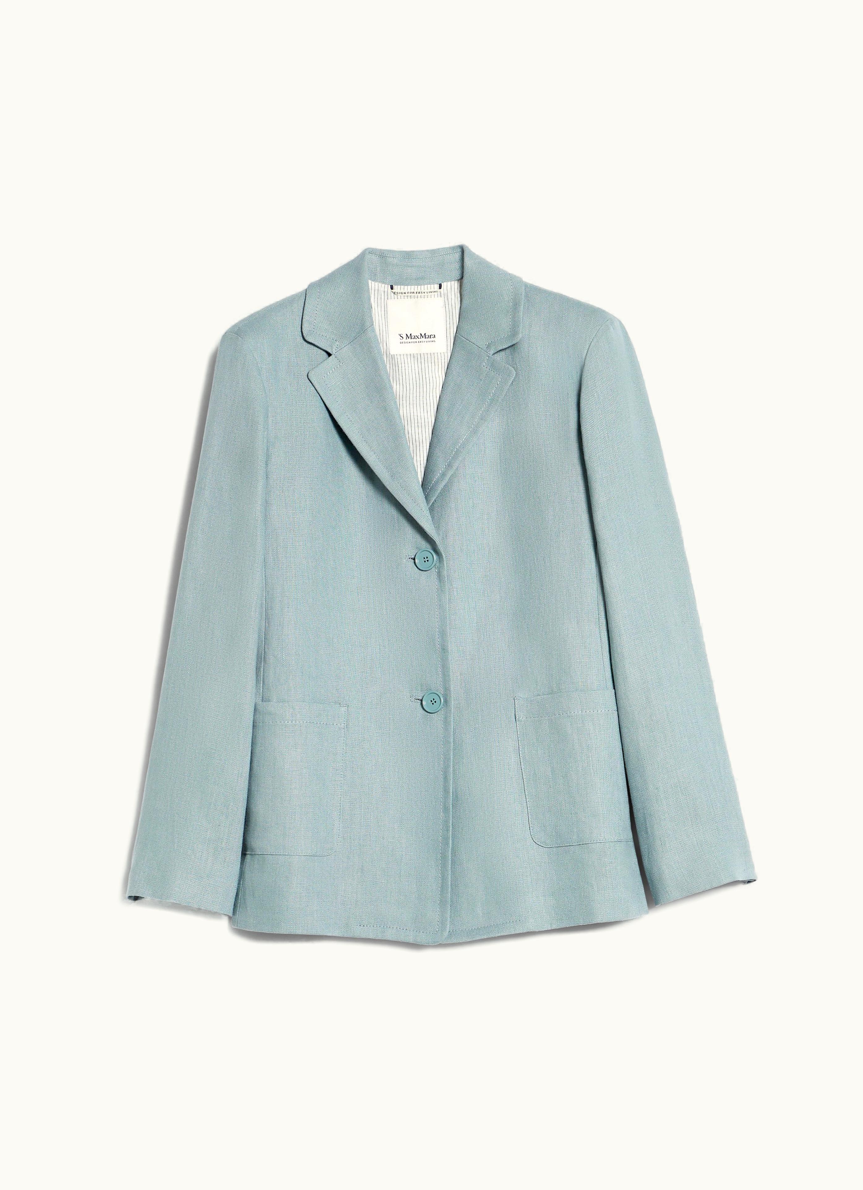 Max Mara Max Mara Single-breasted Linen Jacket Light Blue Socrates