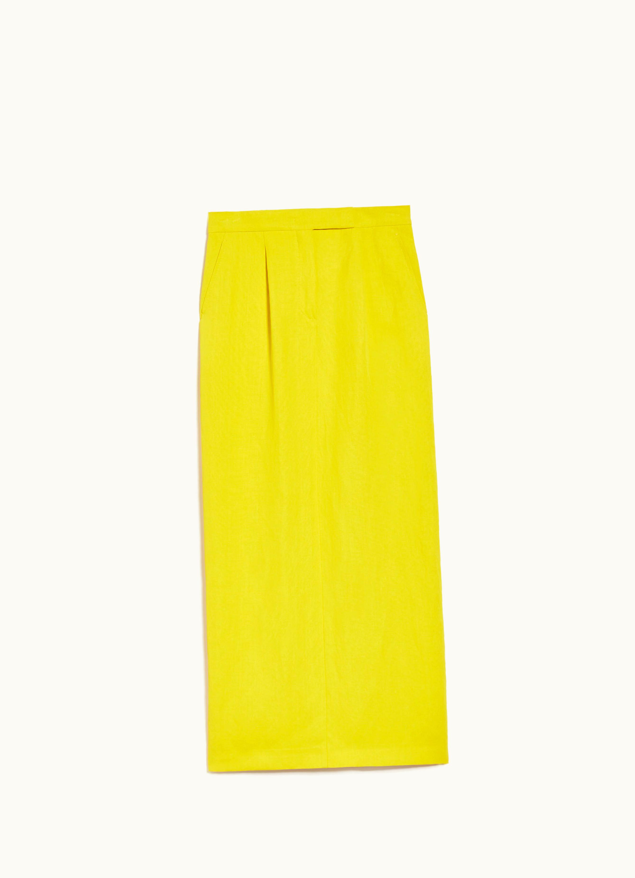 Max Mara Max Mara Long Viscose And Linen Skirt Yellow Nella