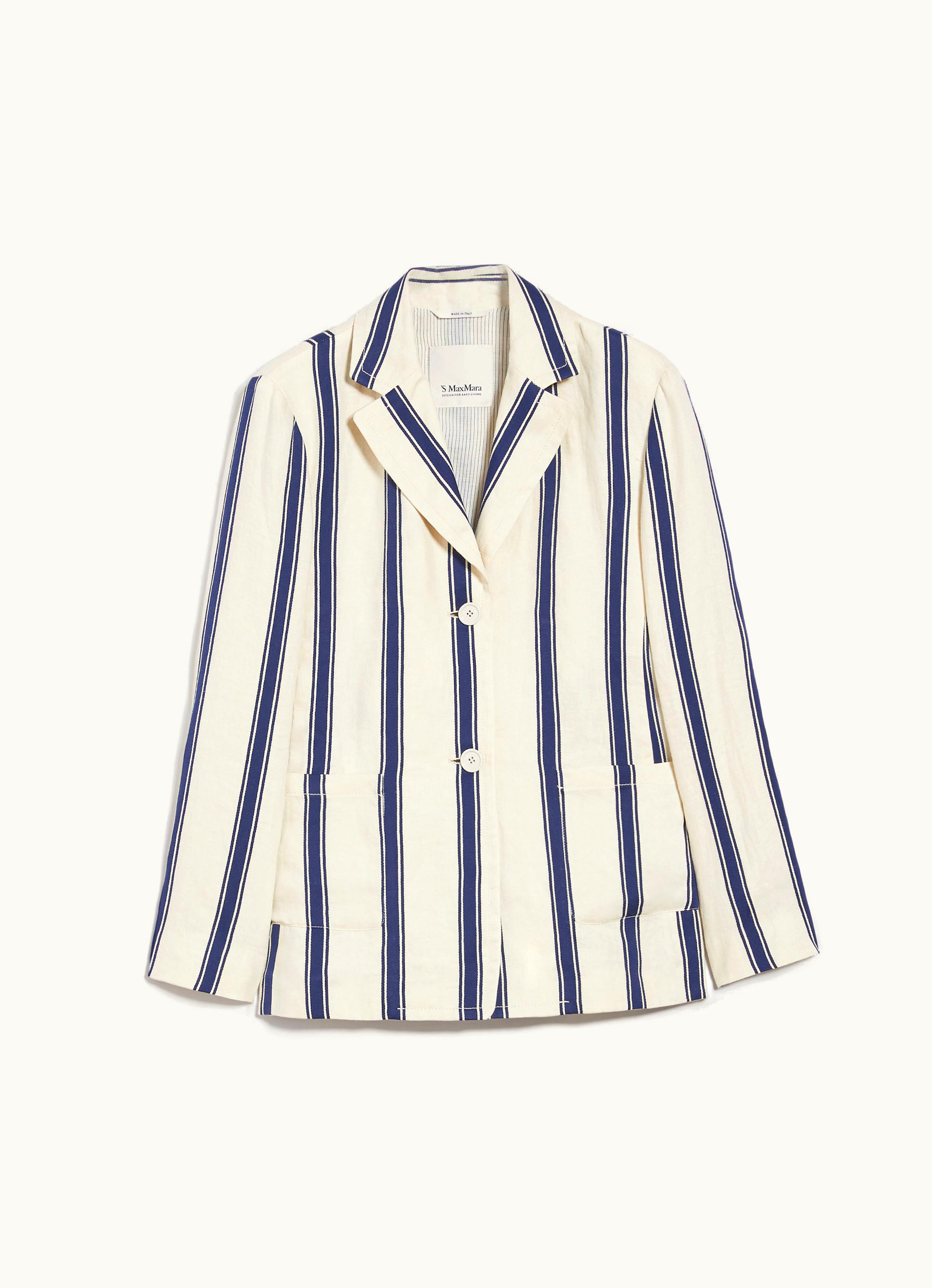 Max Mara Max Mara Striped Linen And Cotton Jacket Beige Milva