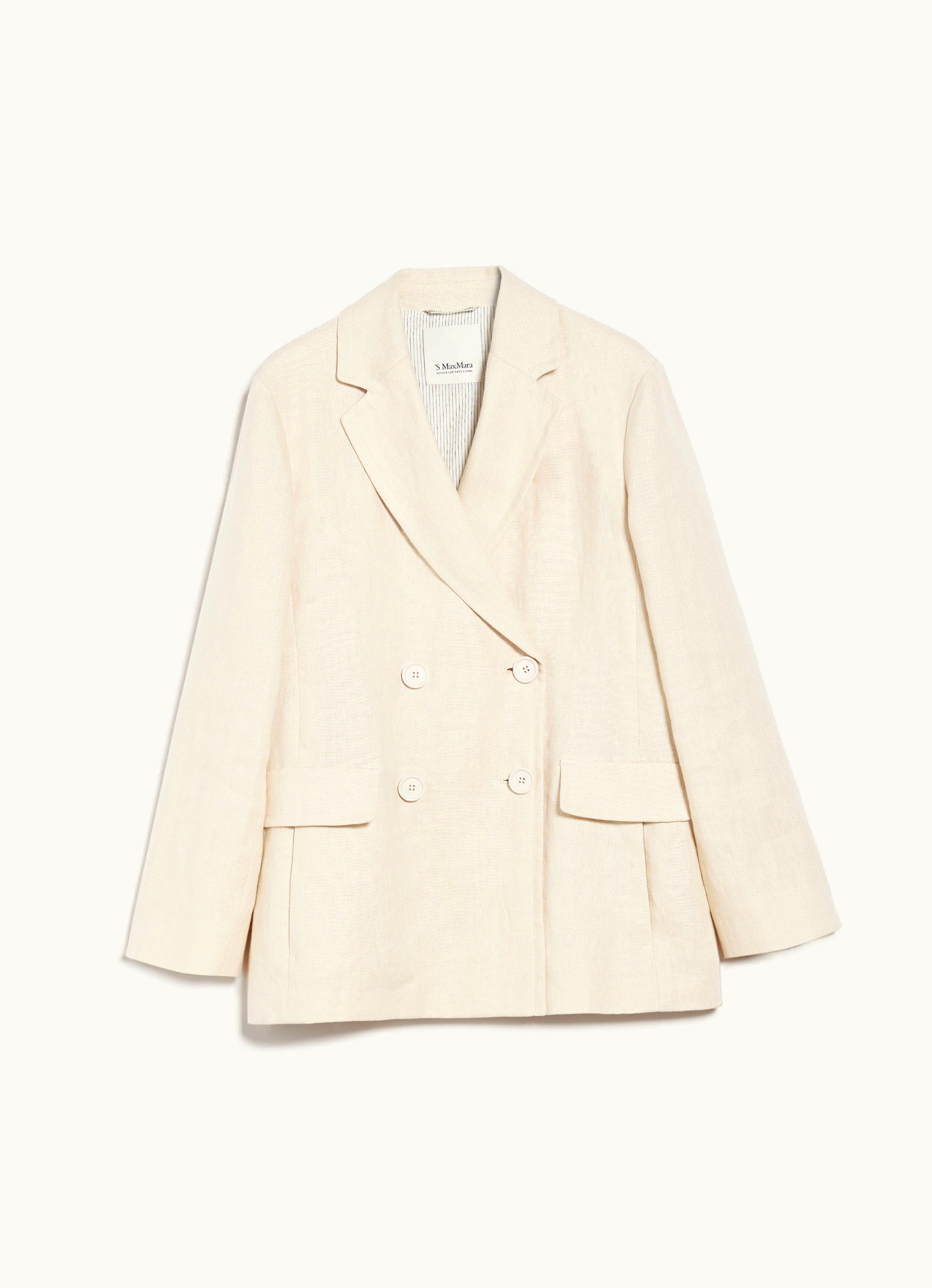 Max Mara Max Mara Double-breasted Linen Blazer Beige Laura