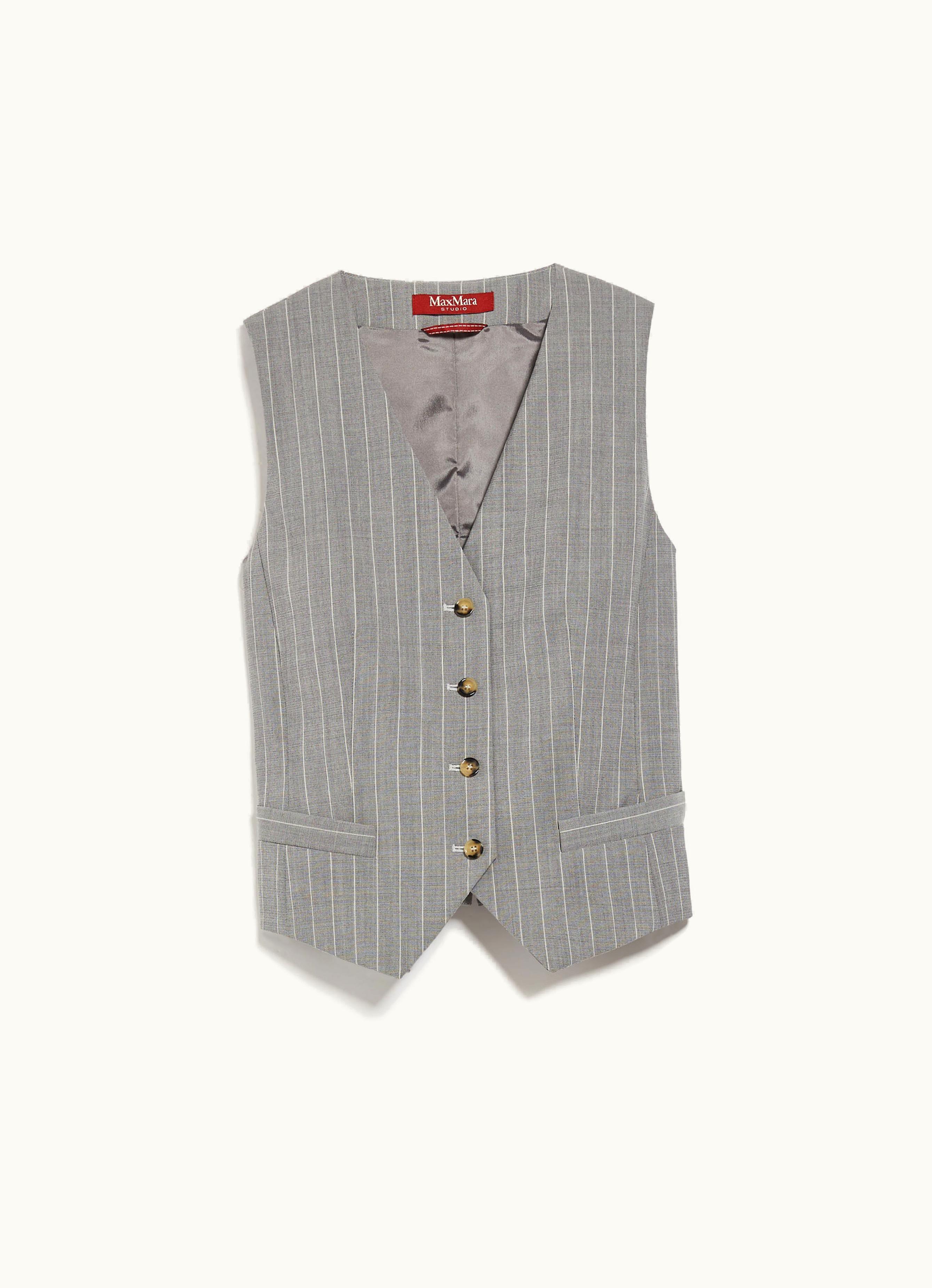 Max Mara Max Mara V-neck Wool Gilet Medium Grey Abavo