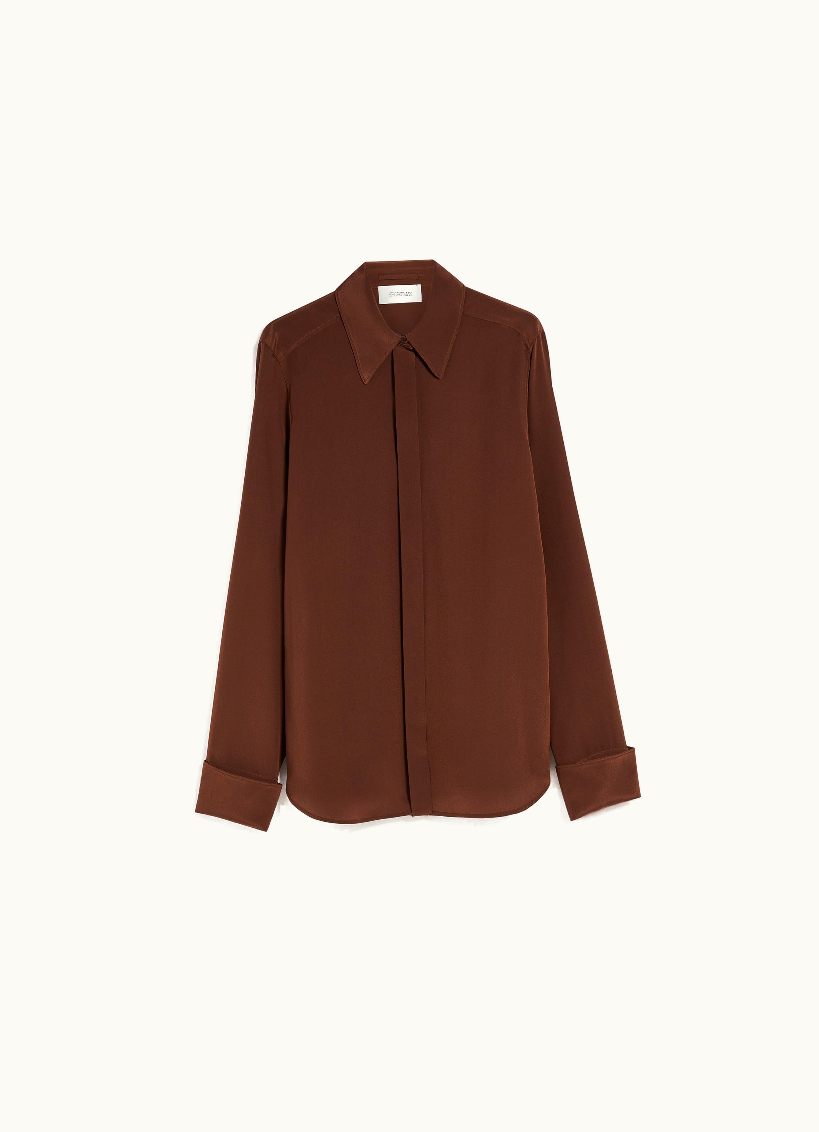 Max Mara Max Mara Slim-fit Pure Silk Shirt Cocoa Lelia