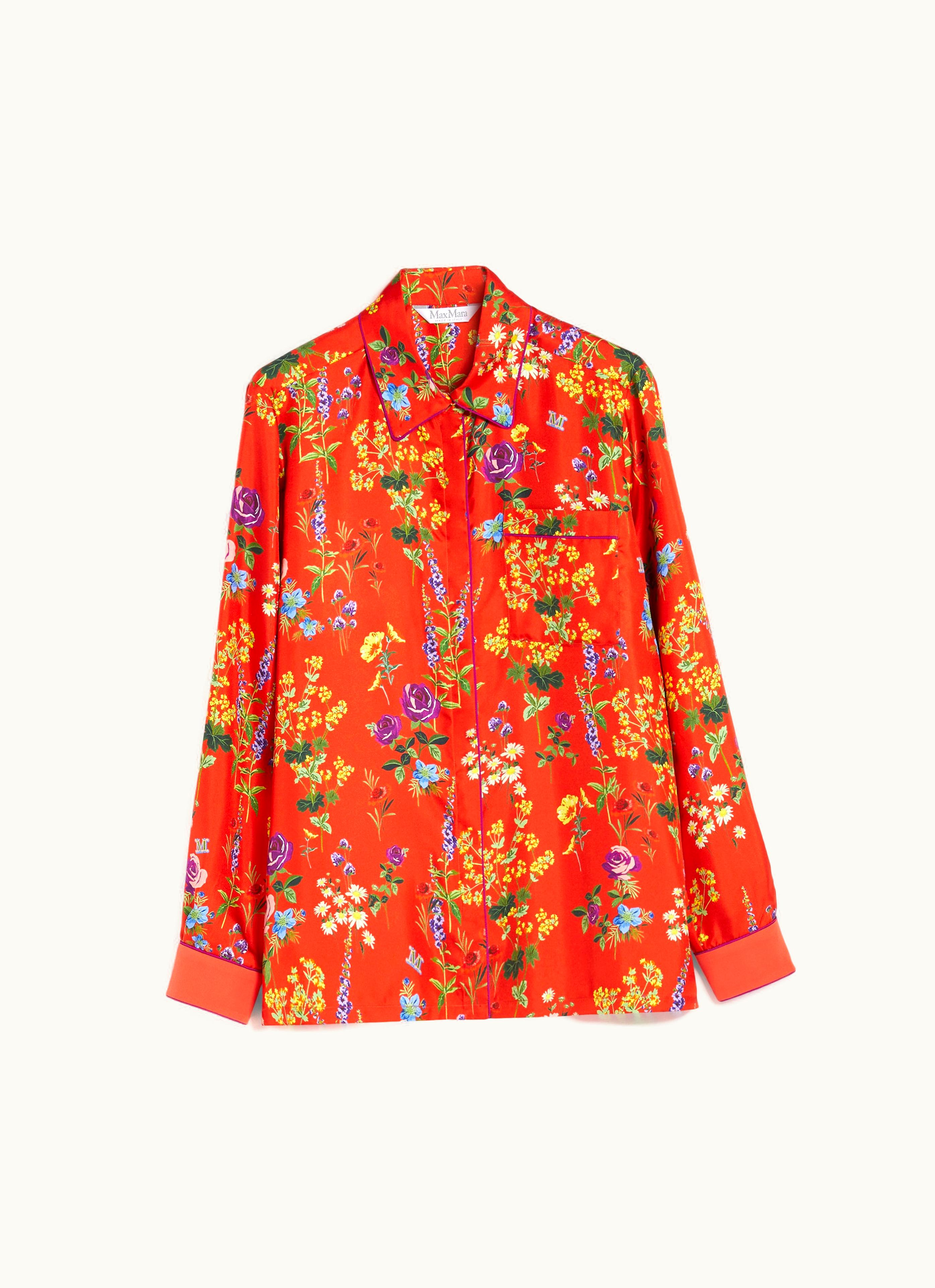Max Mara Max Mara Printed Silk pyjama-style Shirt Red Balta