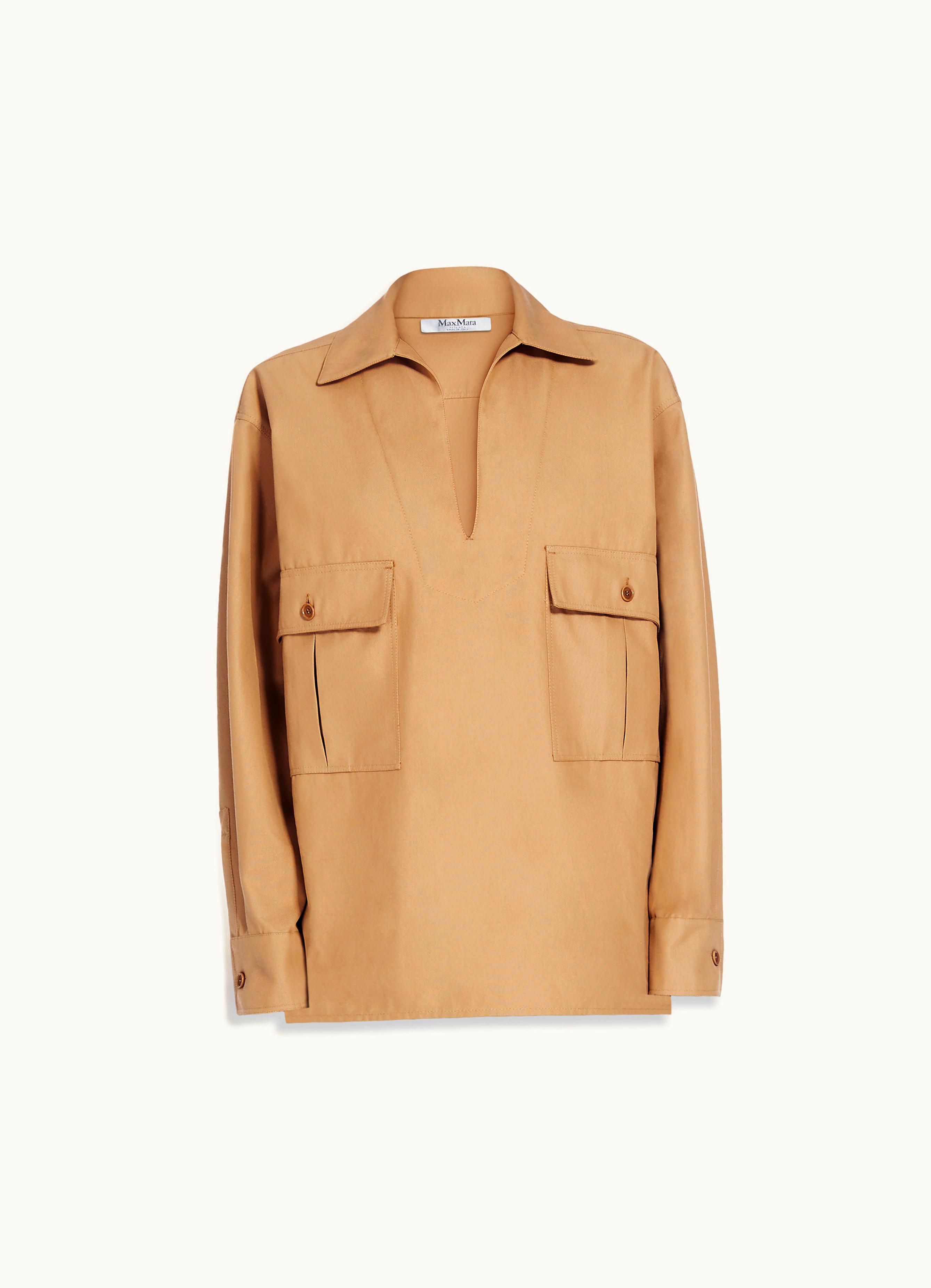 Max Mara Max Mara Cotton Canvas Oversized Blouse Tobacco Ulrico