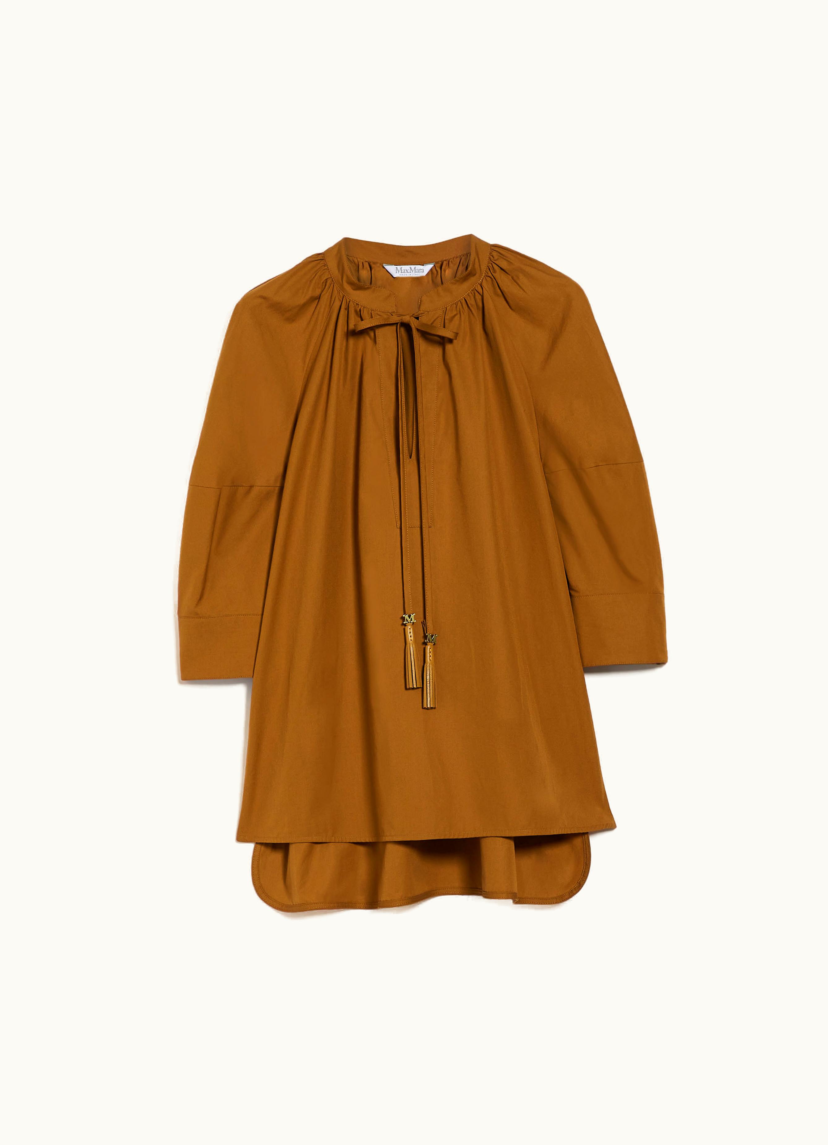 Max Mara Max Mara Cotton Shirt With Balloon Sleeves Tobacco Carpi