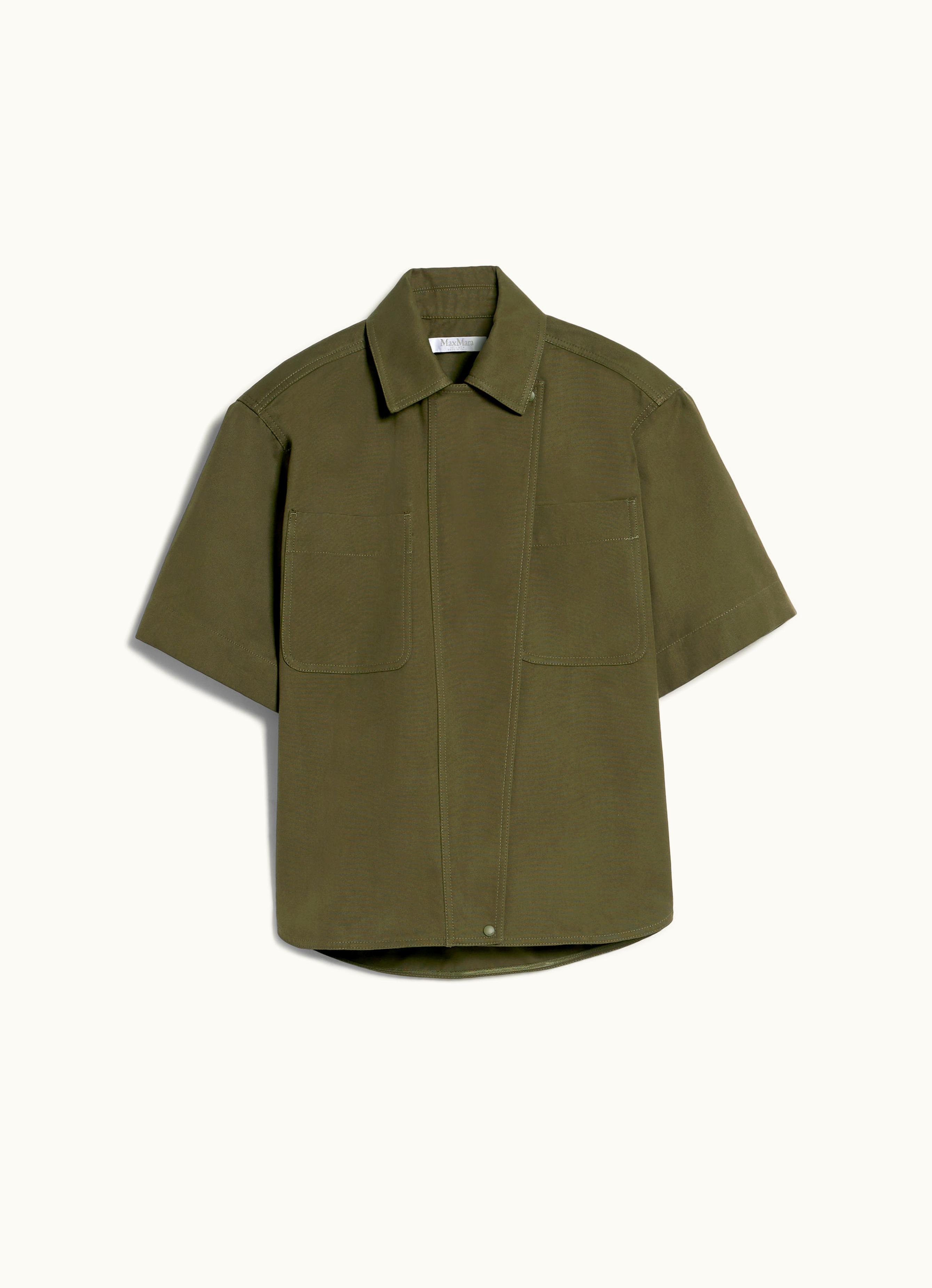 Max Mara Max Mara Cotton Canvas Oversized Shirt Olive Green Mela