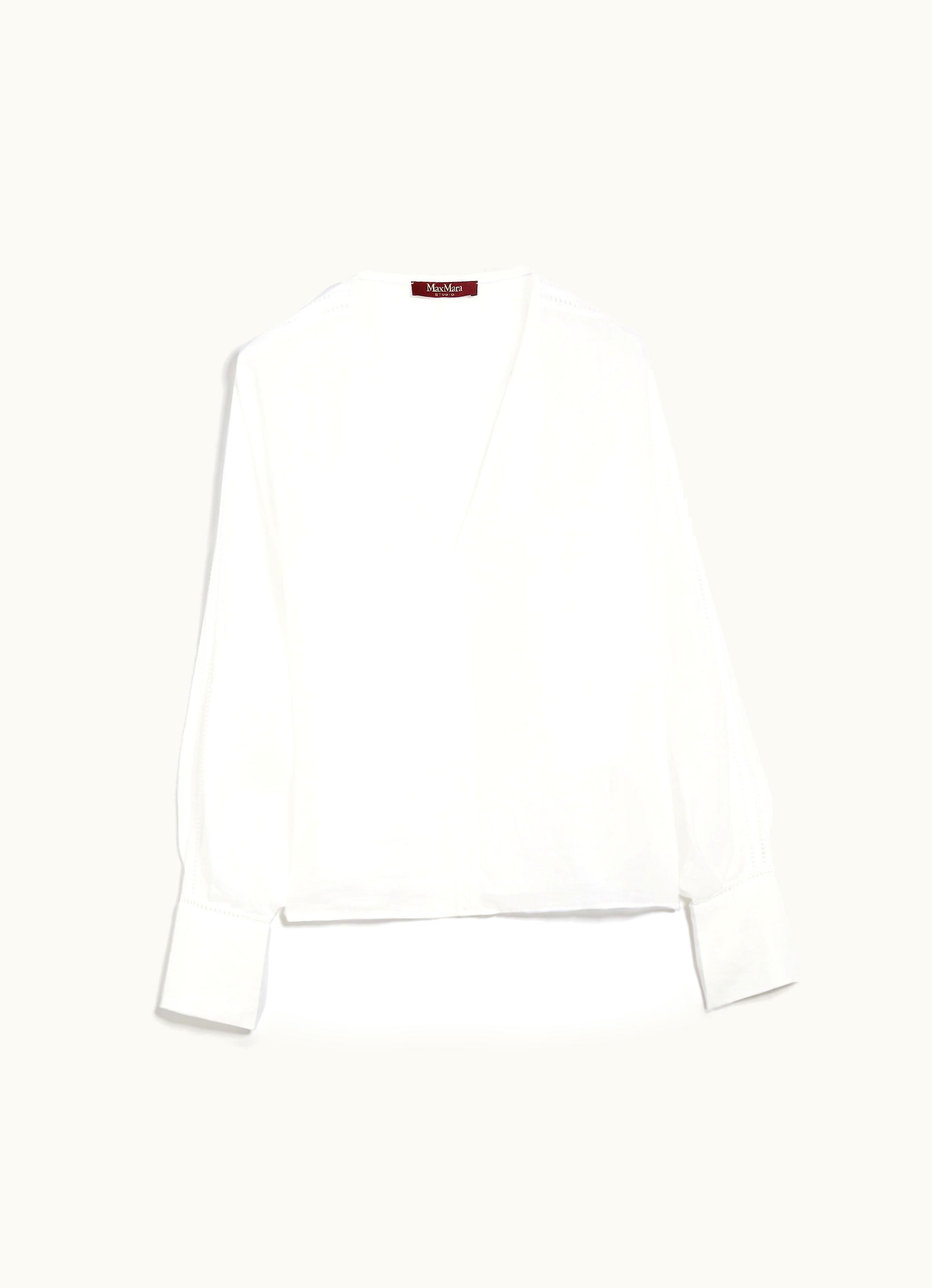 Max Mara Max Mara Ramie Gauze And Lace Blouse White Leccio