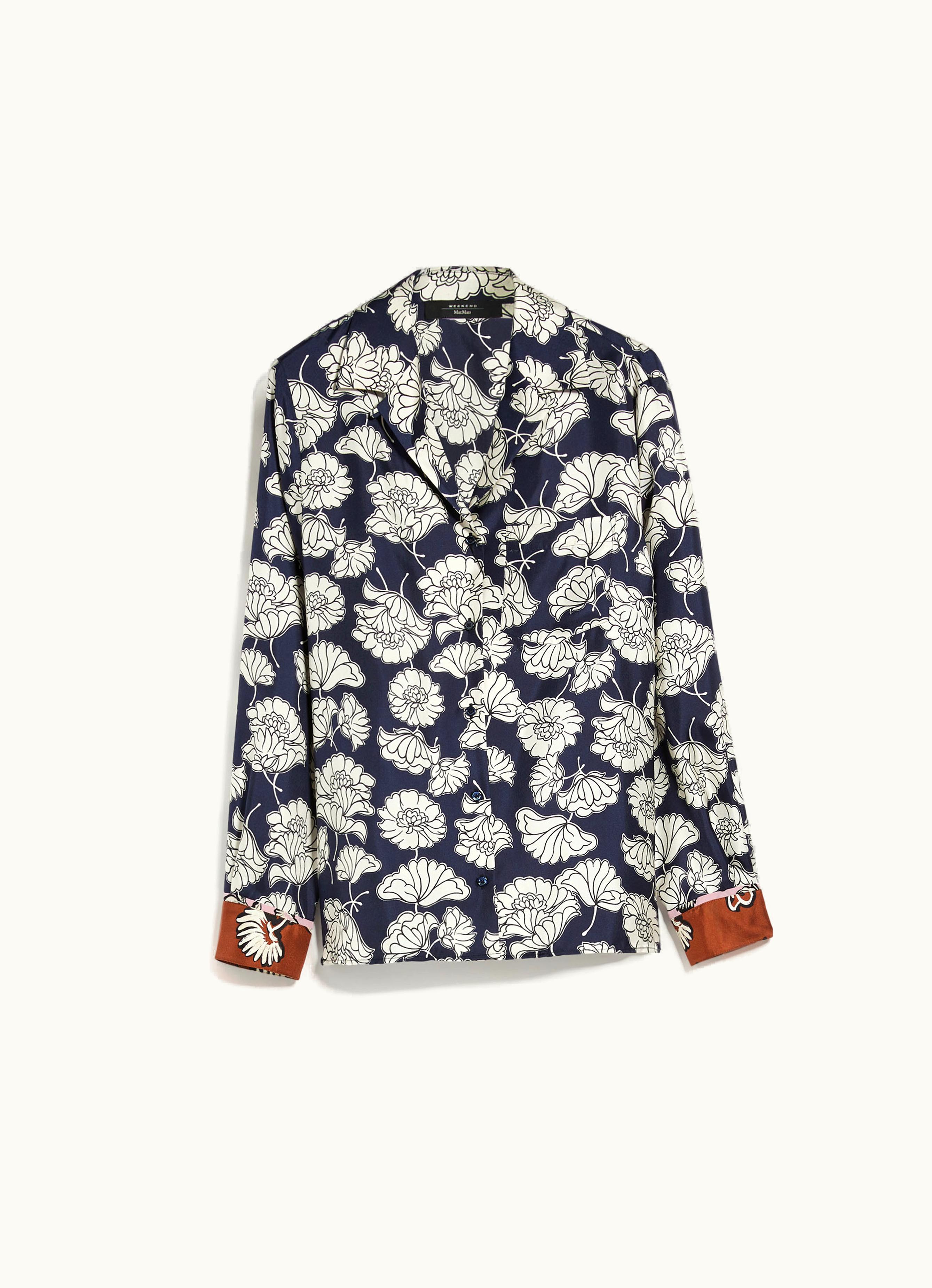 Max Mara Max Mara Printed Silk Pyjama Shirt Navy Palla