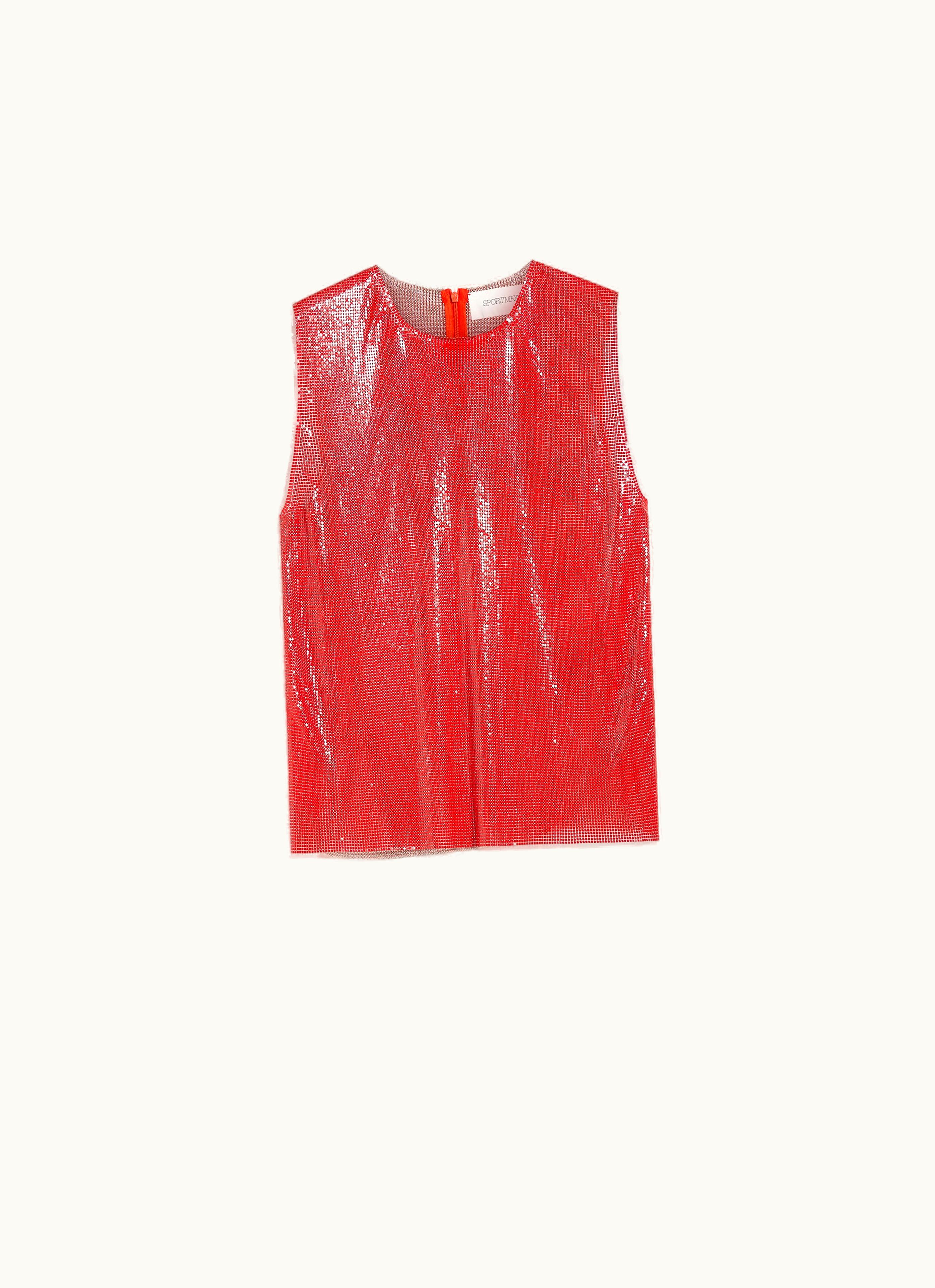 Max Mara Max Mara Sleeveless Top In Metallic Mesh Cherry Simeone