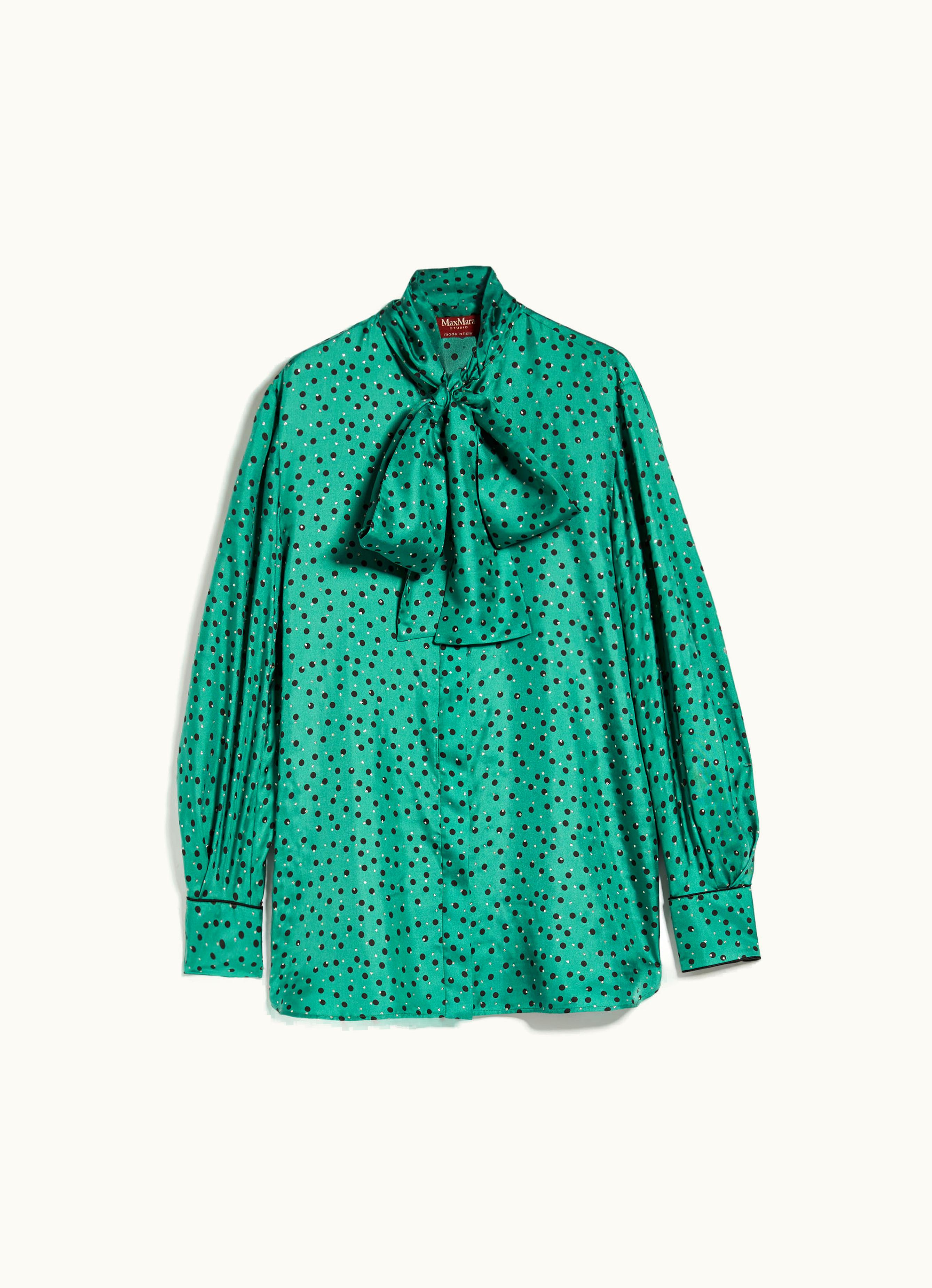 Max Mara Max Mara Silk Blouse With Collar Sash Jade Echo