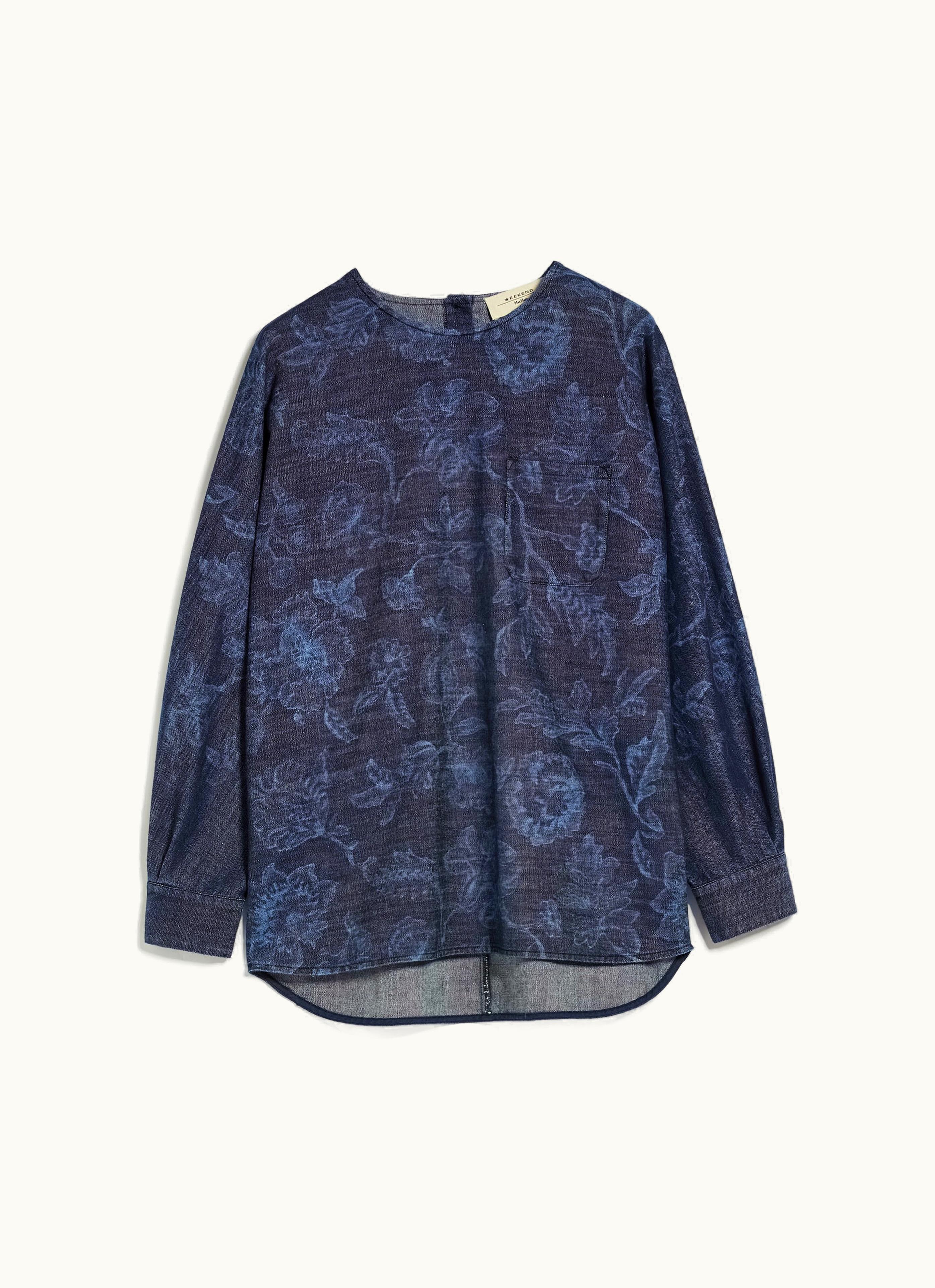 Max Mara Max Mara Floral Denim Blouse Navy Albio