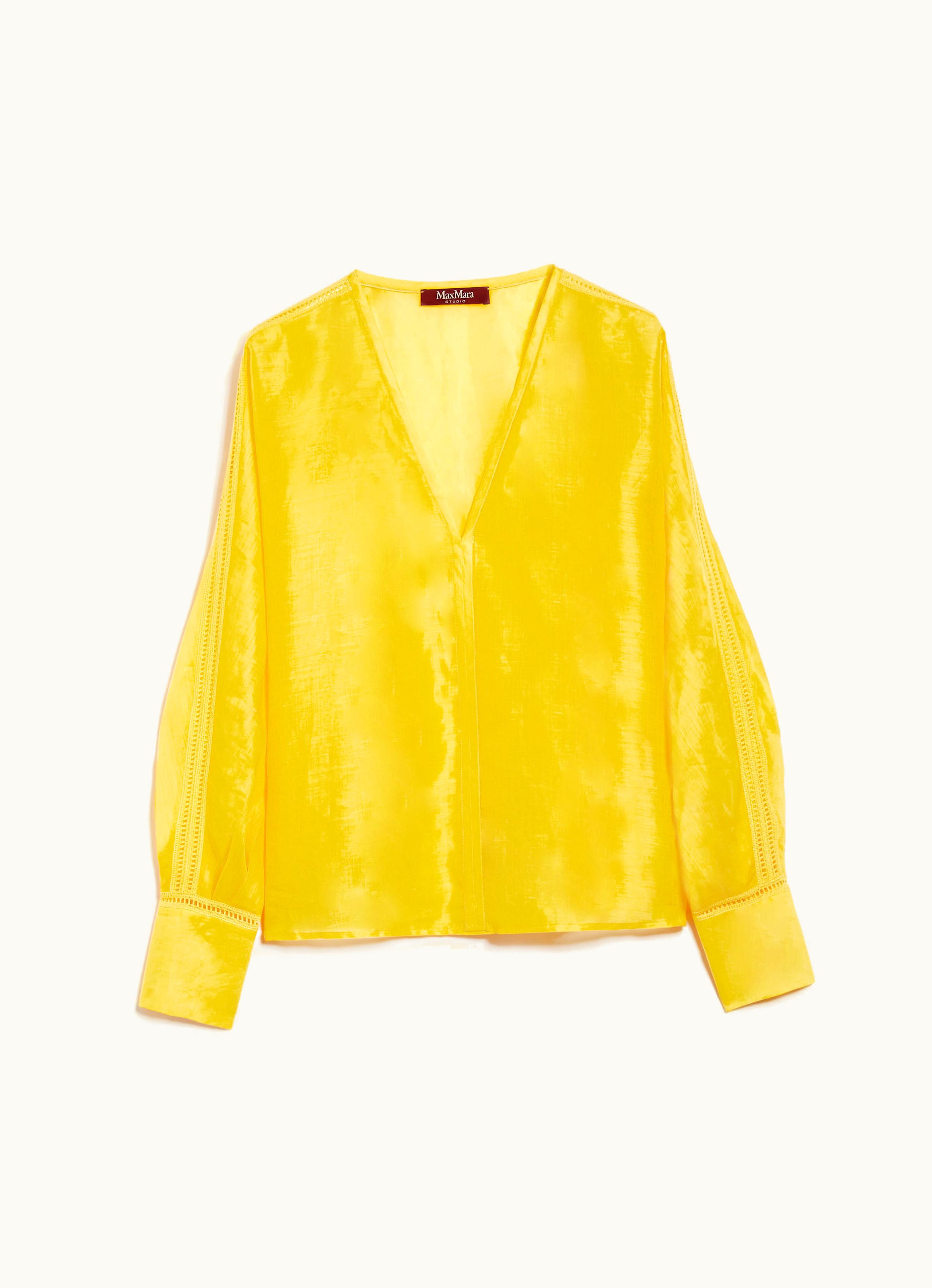 Max Mara Max Mara Ramie Gauze And Lace Blouse Yellow Leccio