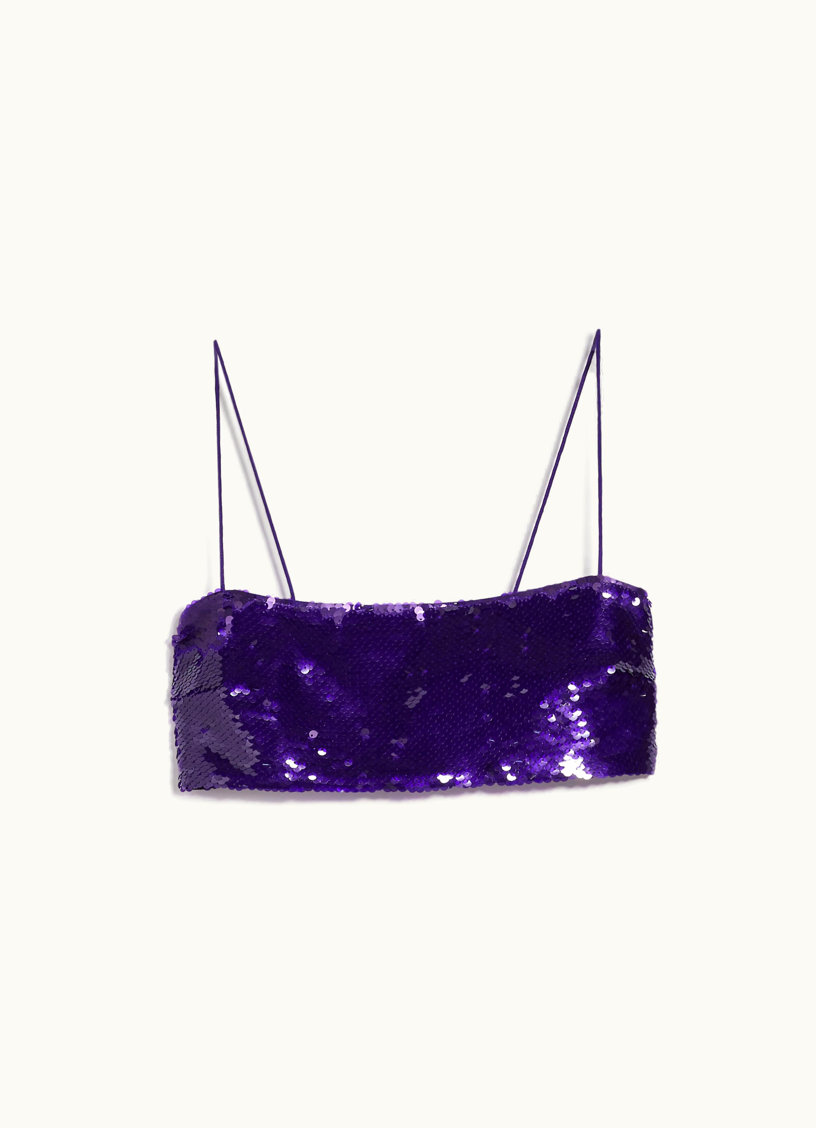 Max Mara Max Mara Georgette Crop Top With Sequins Purple Cimone