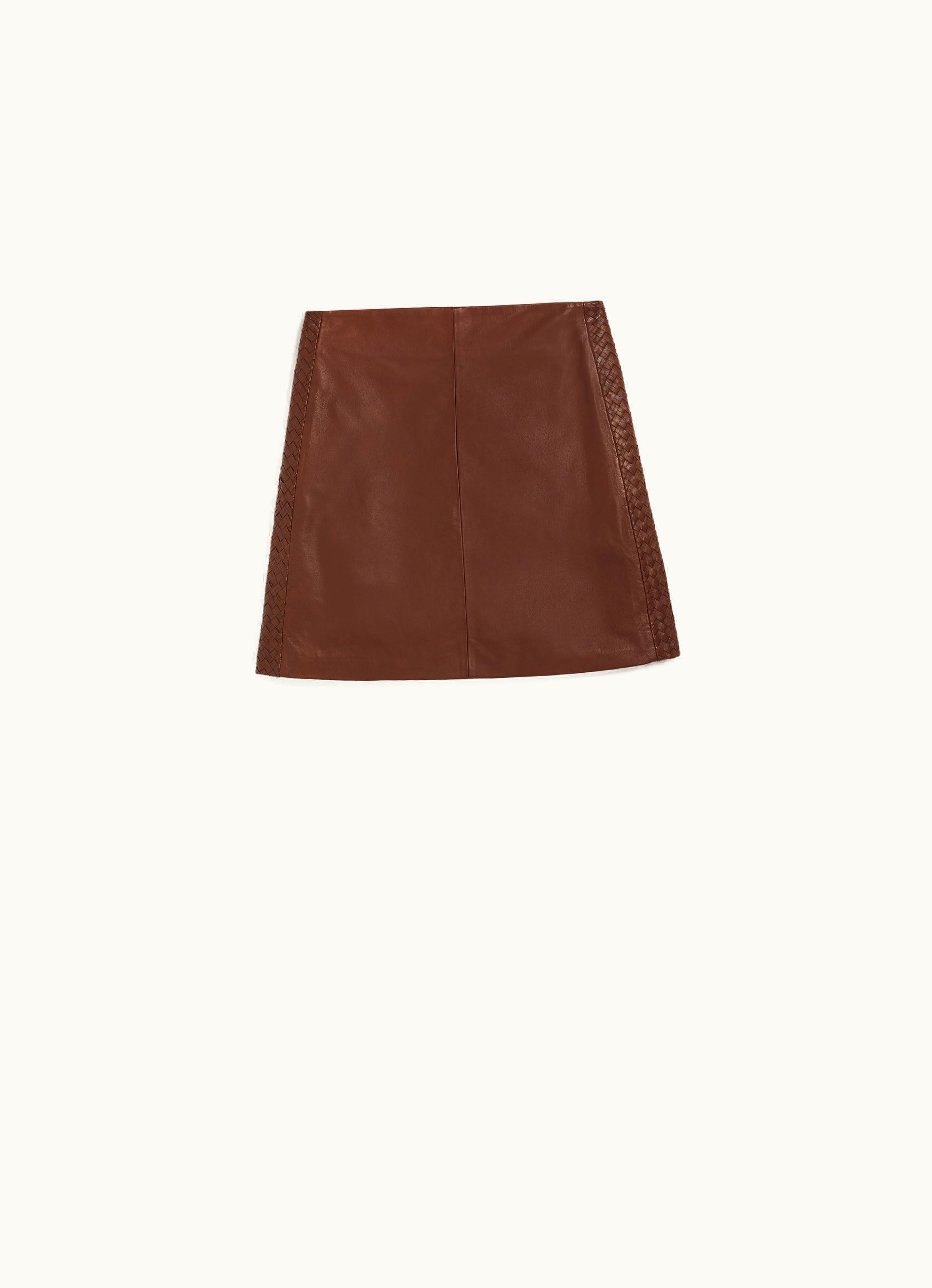 Max Mara Max Mara Nappa Leather Mini Skirt Rust Ocra