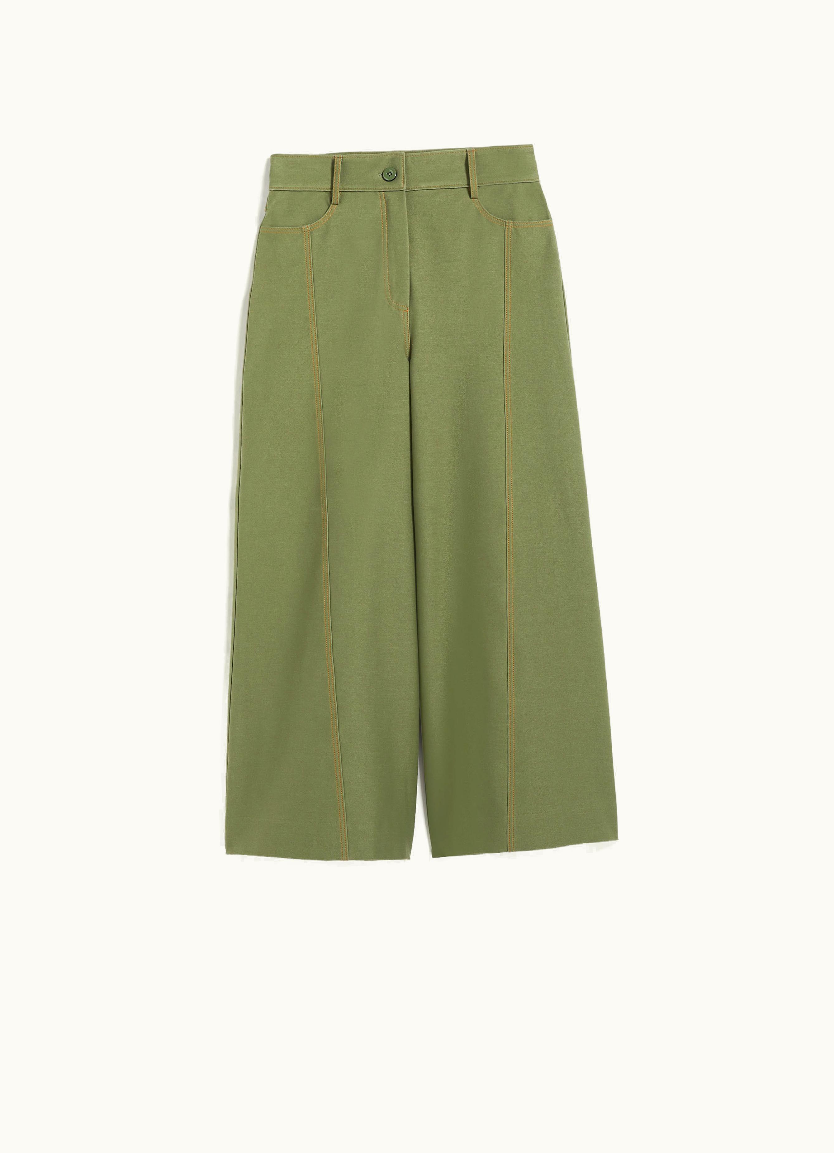 Max Mara Max Mara Wide-fit denim-look Jersey Trousers Sage Green Foster