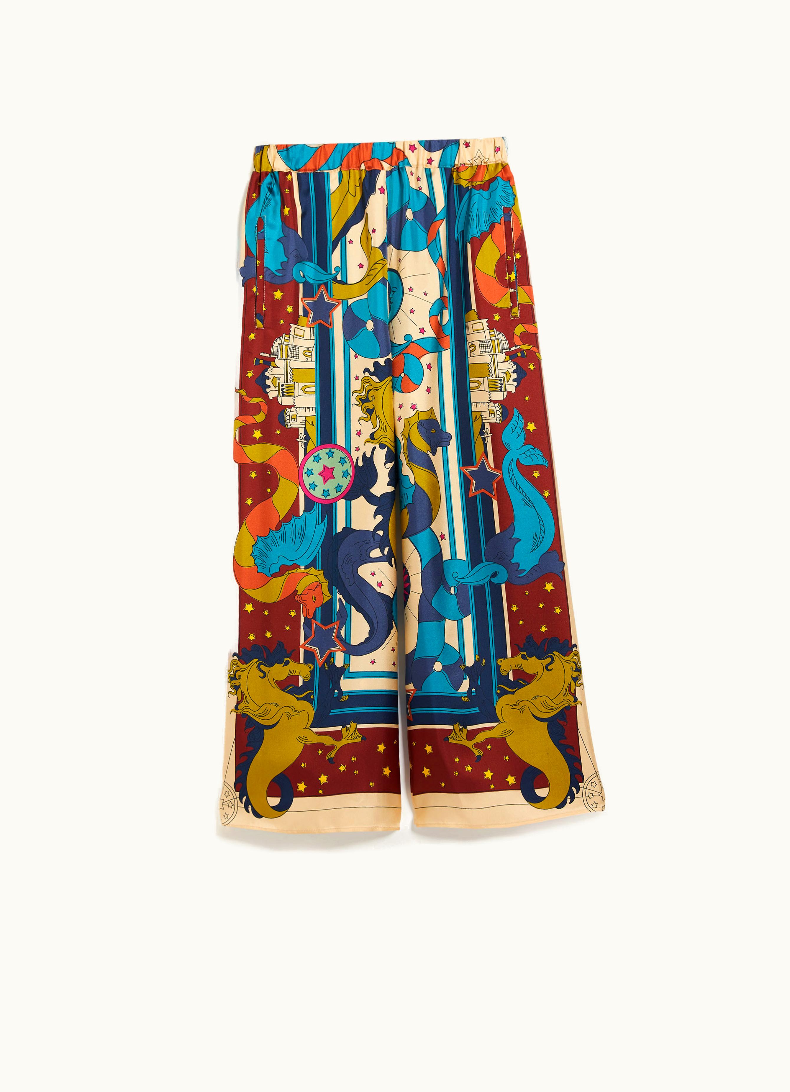 Max Mara Max Mara Fluid Printed Silk Trousers Antique Rose Fano