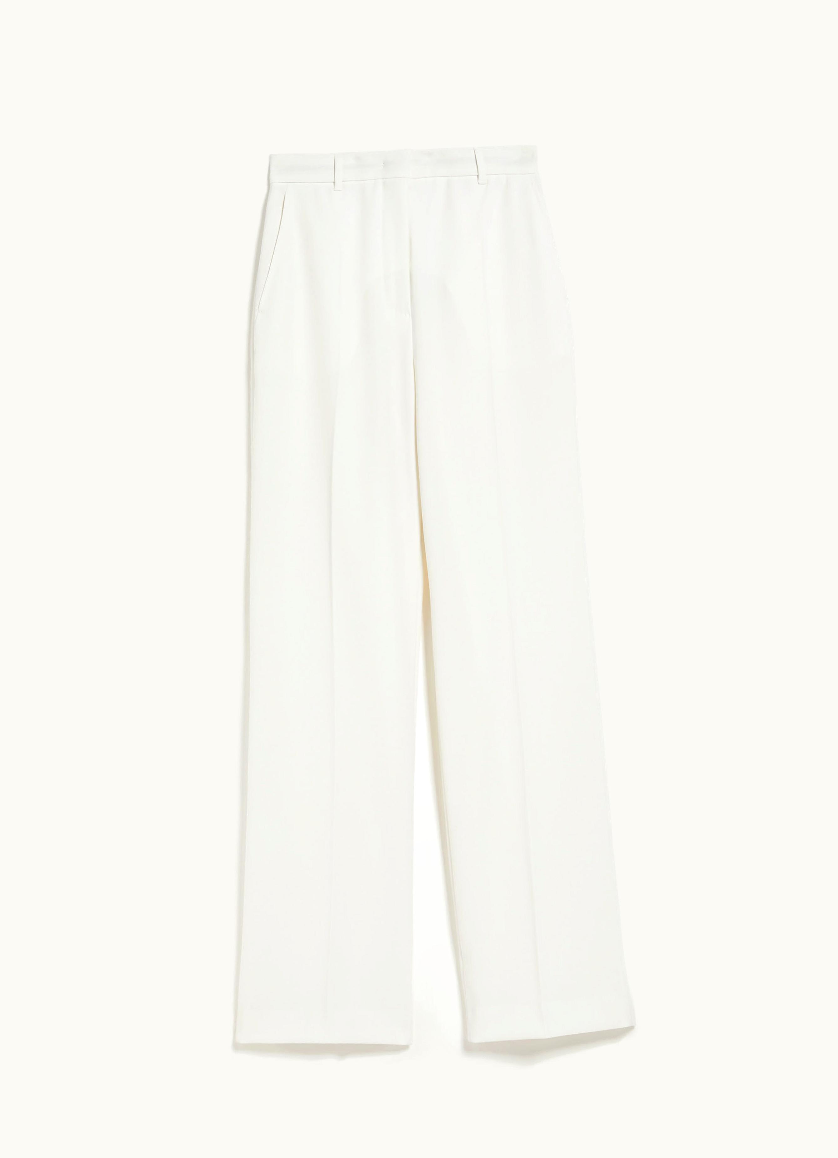Max Mara Max Mara Wool Crepe Trousers White Agami