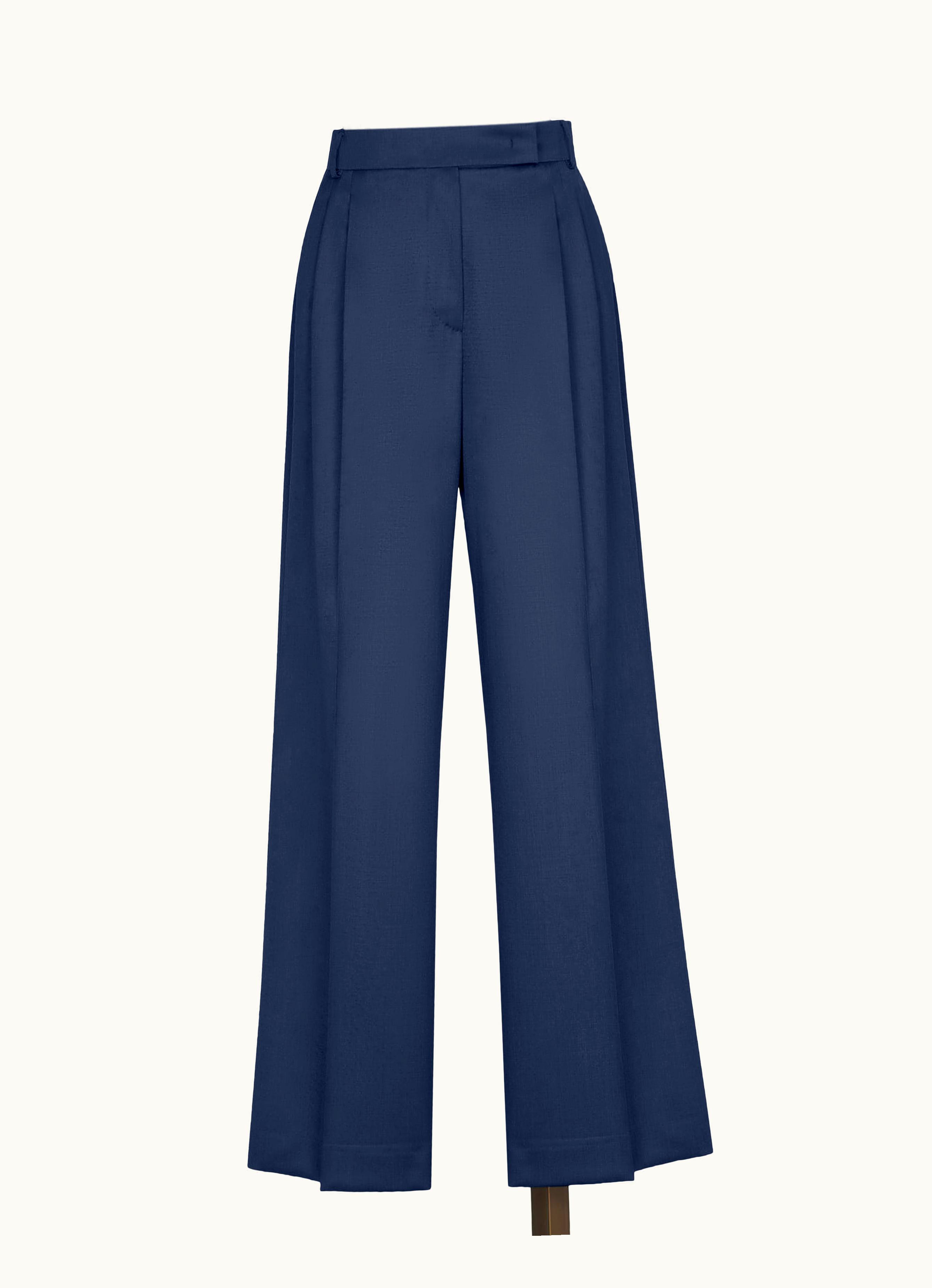 Max Mara Max Mara Wool Twill wide-leg Trousers Ultramarine Nambo