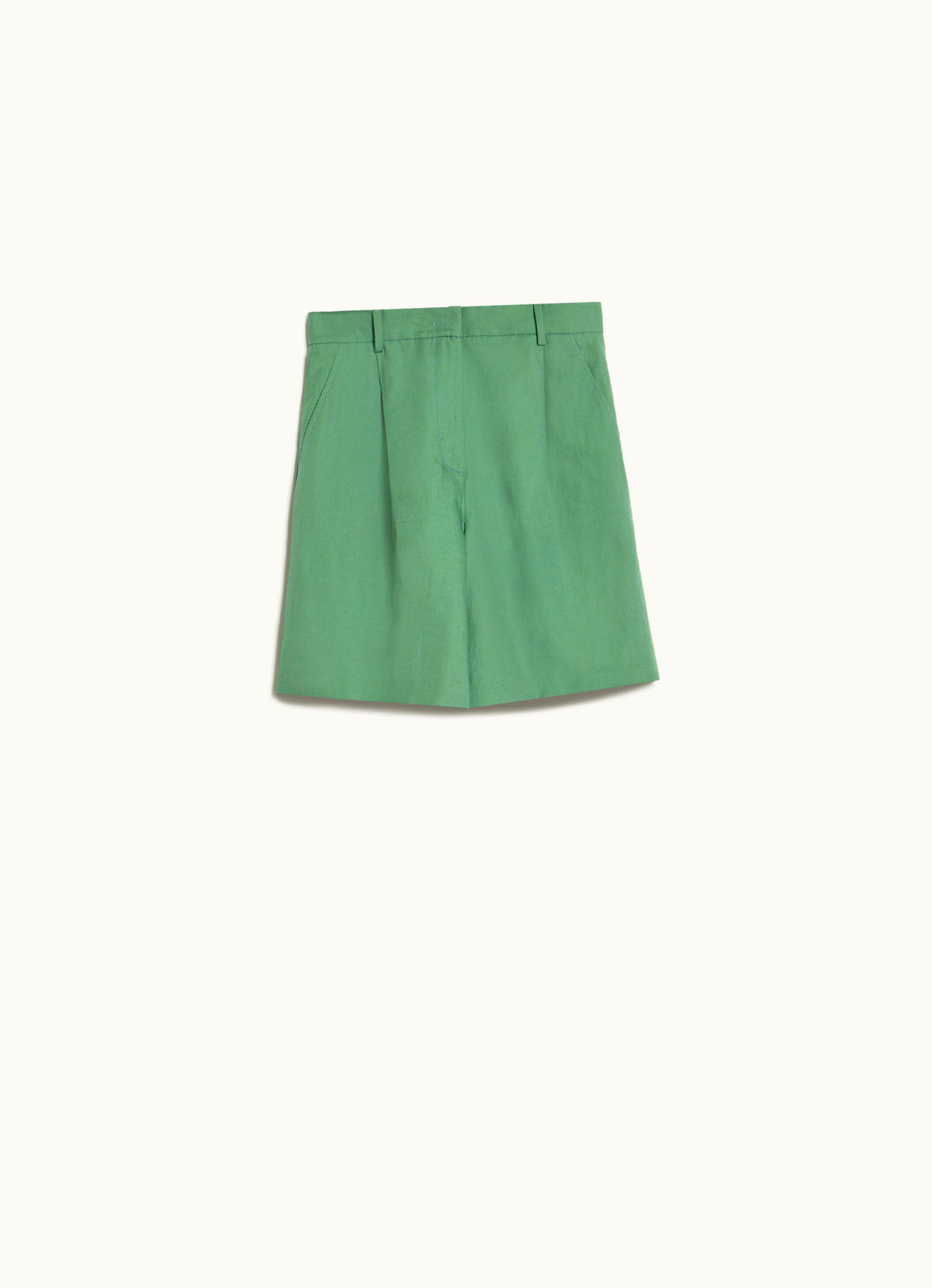 Max Mara Max Mara Cotton And Linen Canvas Bermuda Shorts Green Ecuba