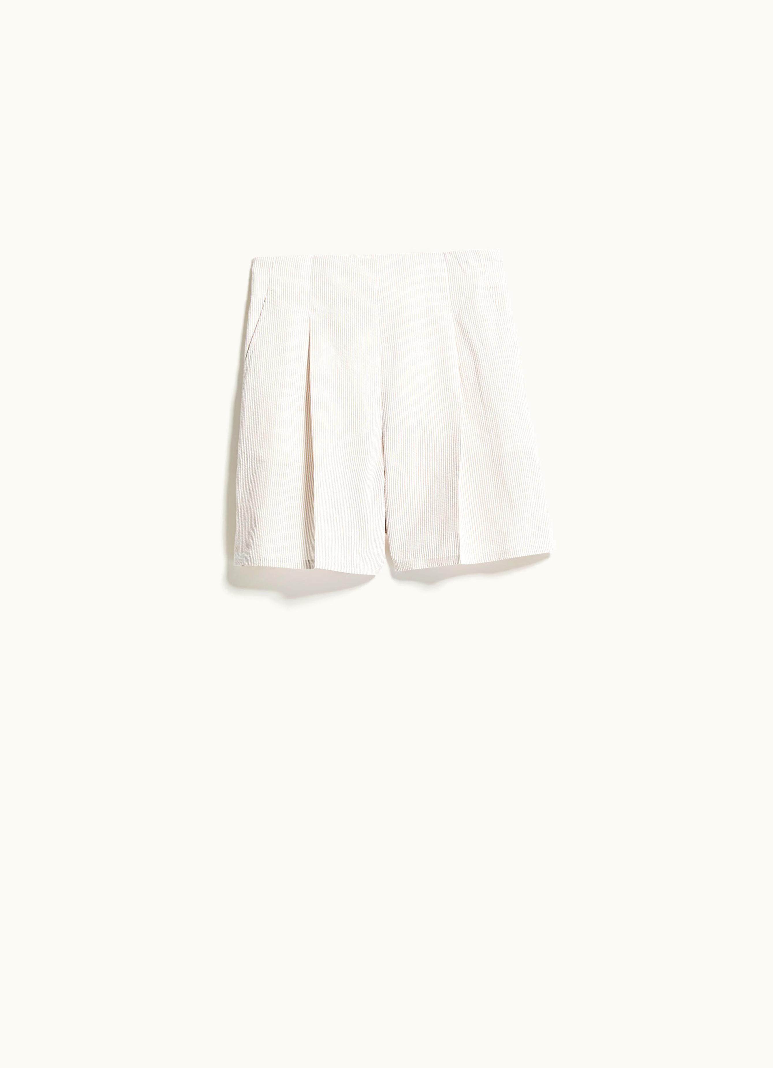 Max Mara Max Mara Cotton Seersucker Shorts Ecru Canale