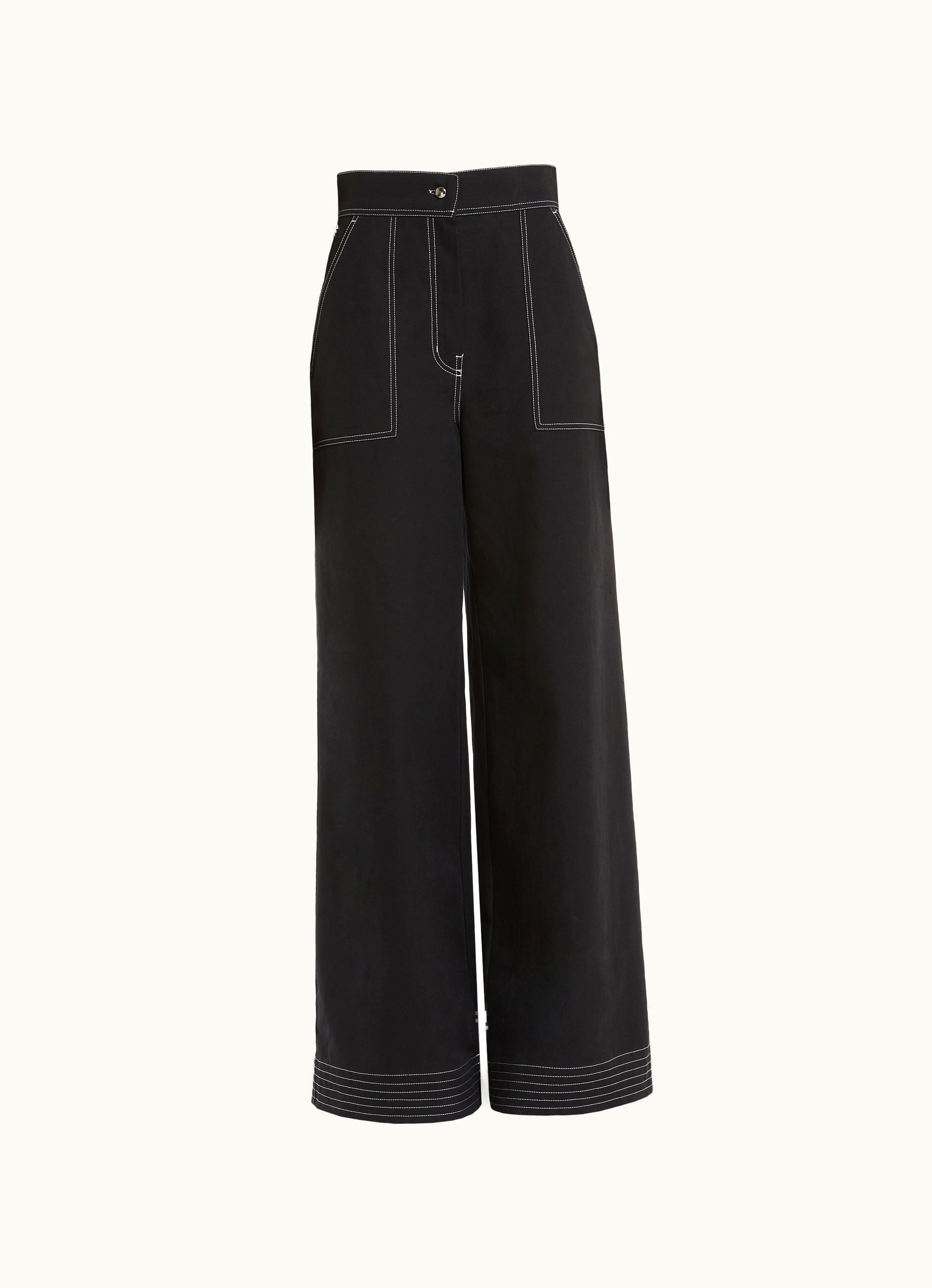 Max Mara Max Mara Cotton And Linen Wide Trousers Black Oboli