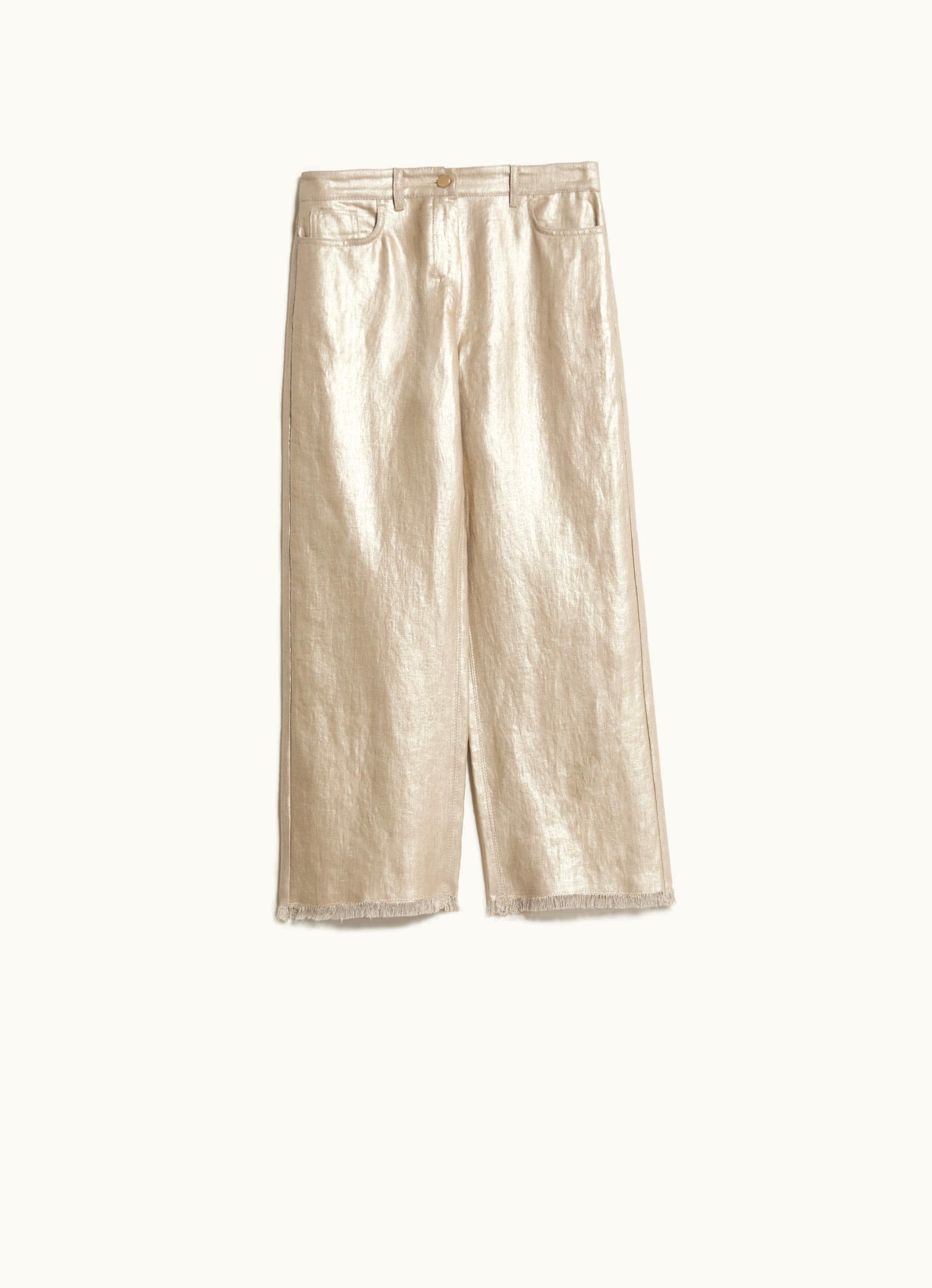 Max Mara Max Mara 5-pocket Linen Canvas Trousers Gold Bouquet