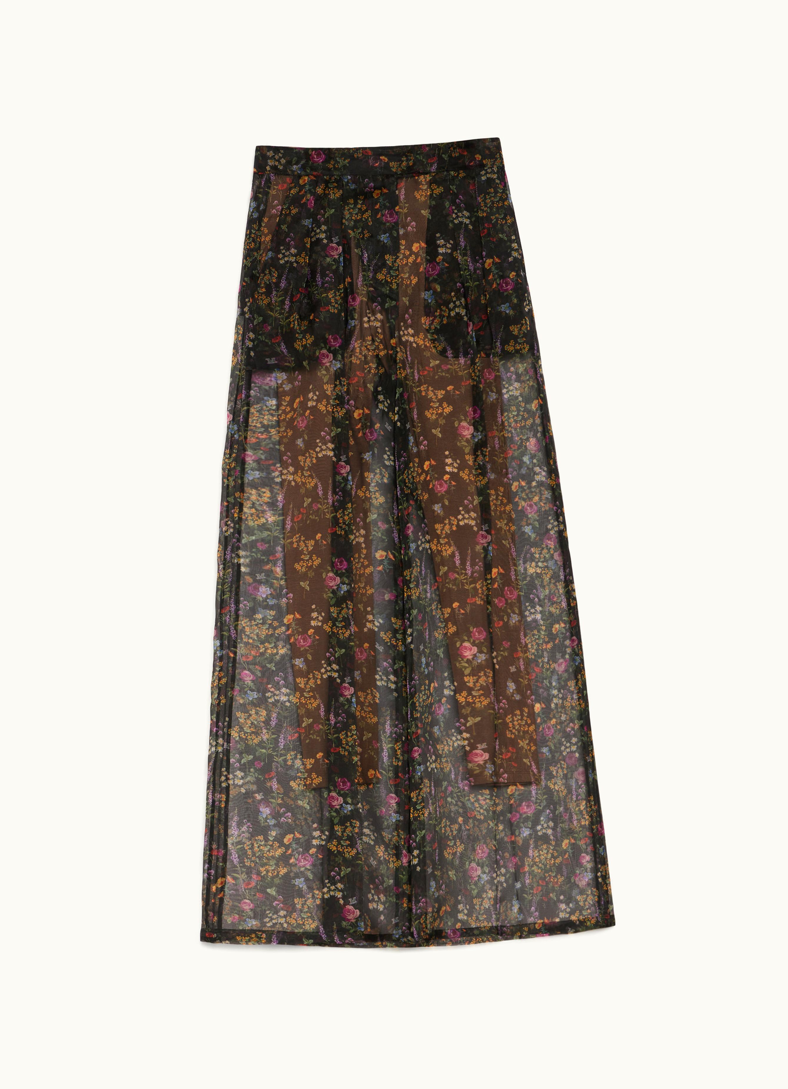 Max Mara Max Mara Wide Leg Trousers In Printed Organza Black Pareo
