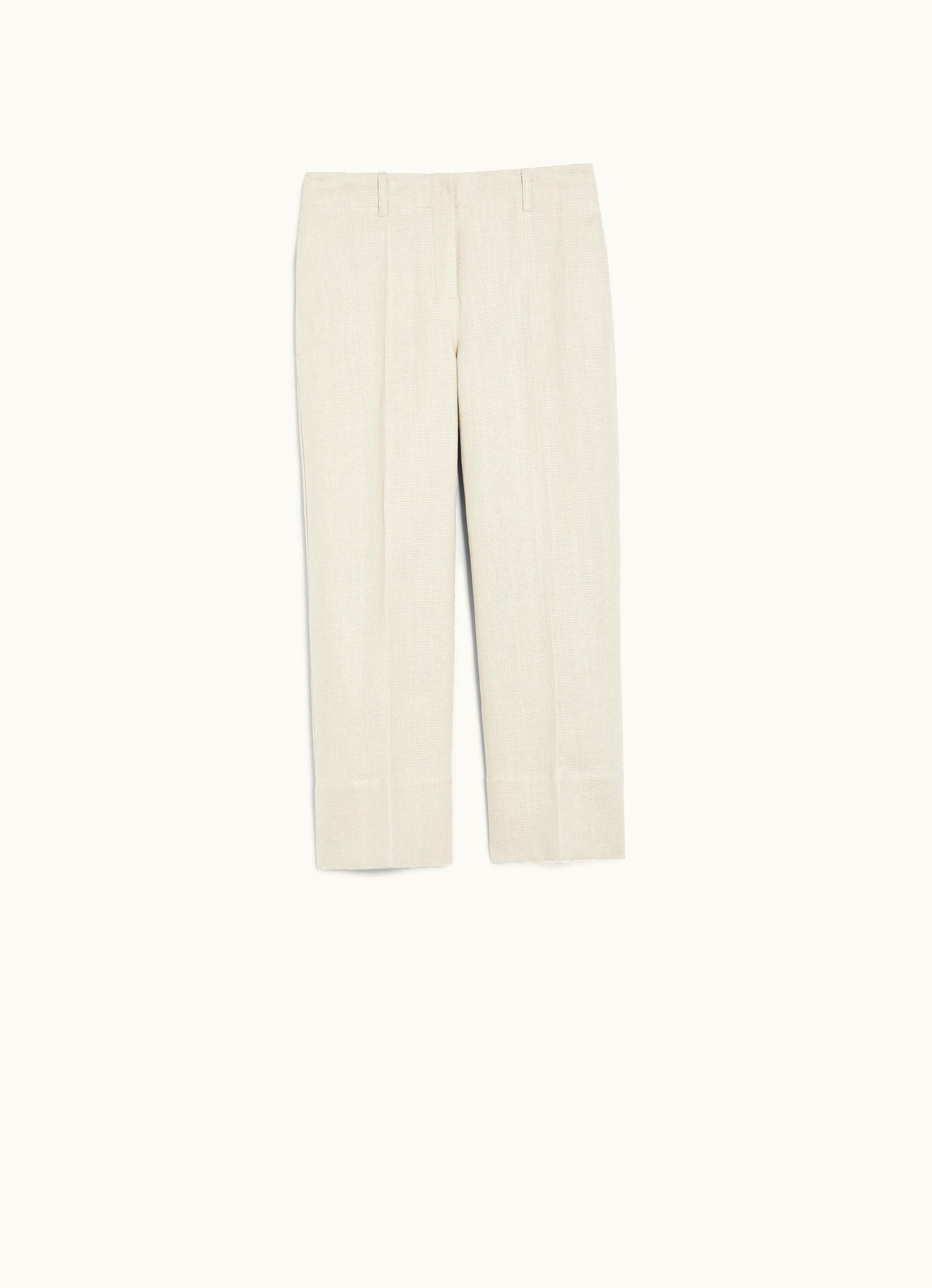 Max Mara Max Mara Straight-fit Linen And Cotton Trousers Ecru Cadice