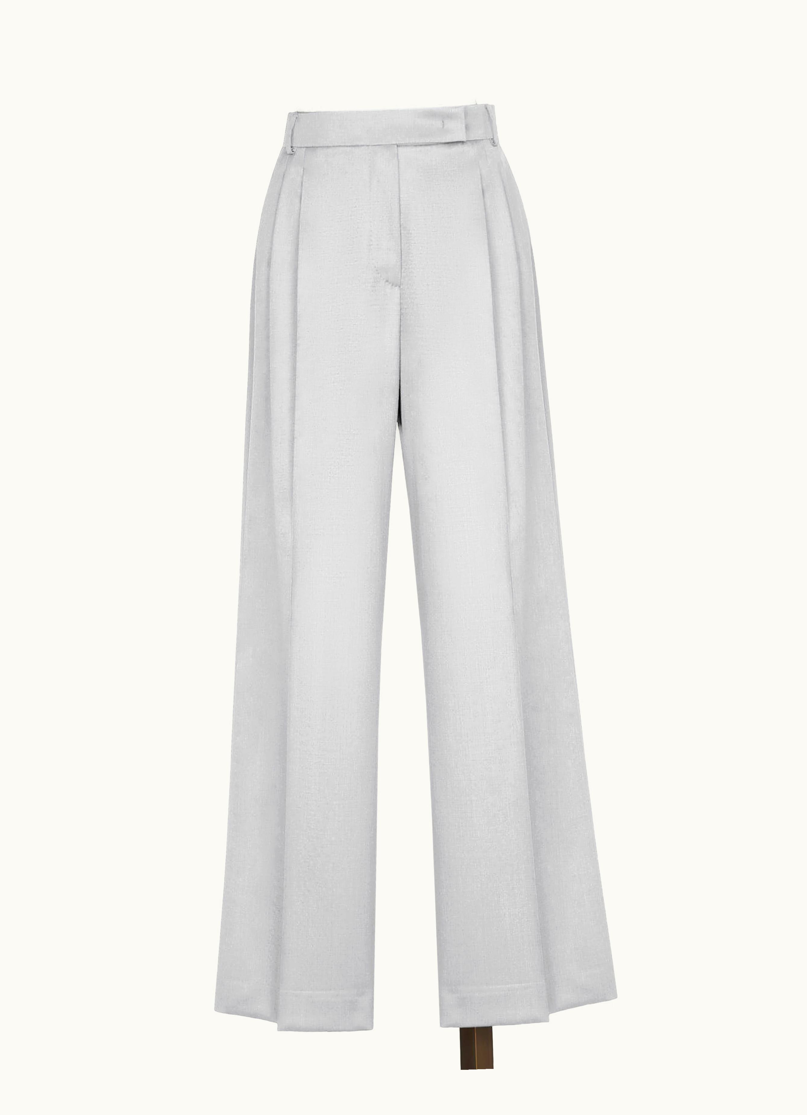 Max Mara Max Mara Wool Twill wide-leg Trousers Light Grey Nambo