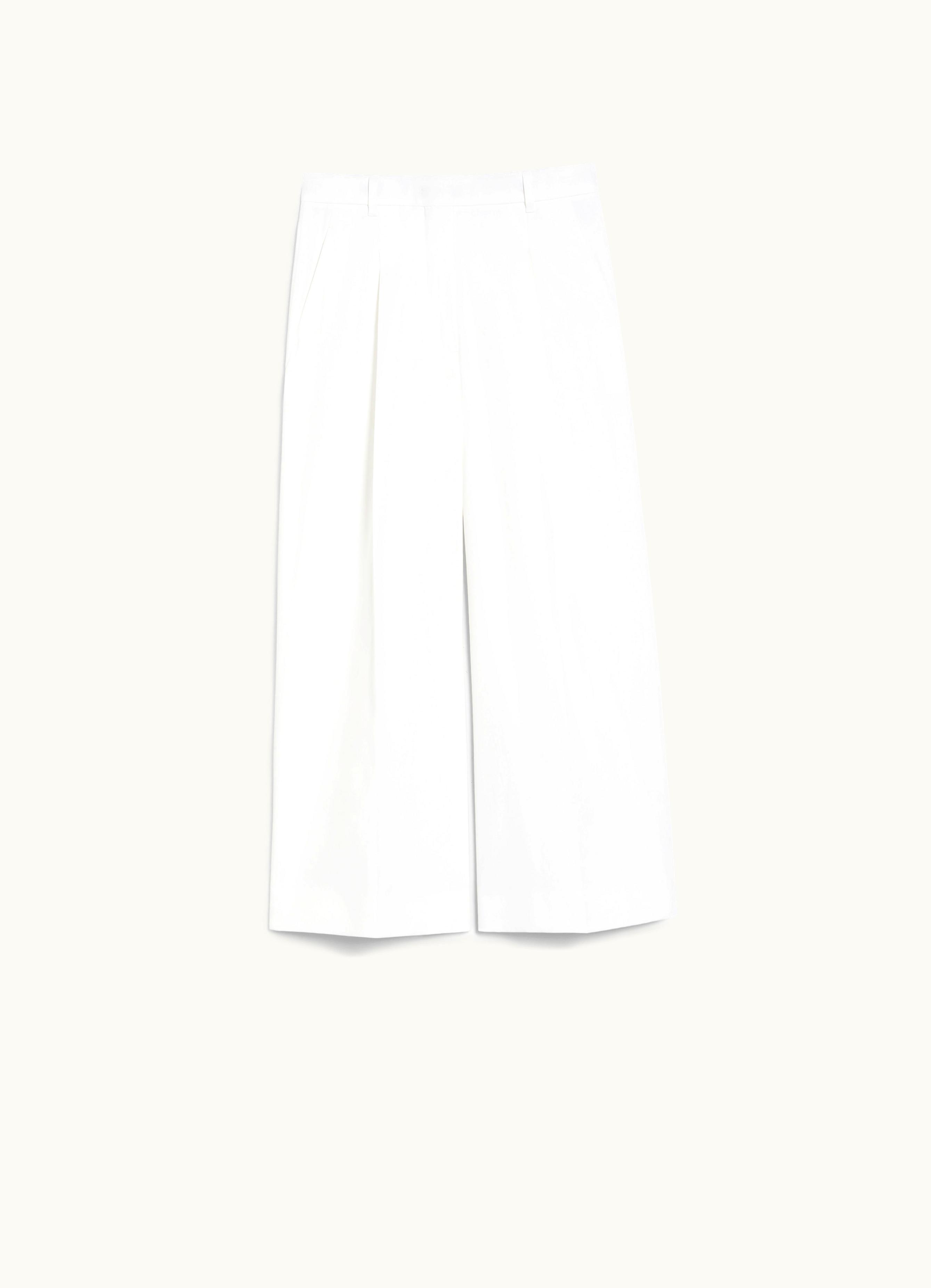 Max Mara Max Mara Cropped Stretch Cotton Trousers White Lembo